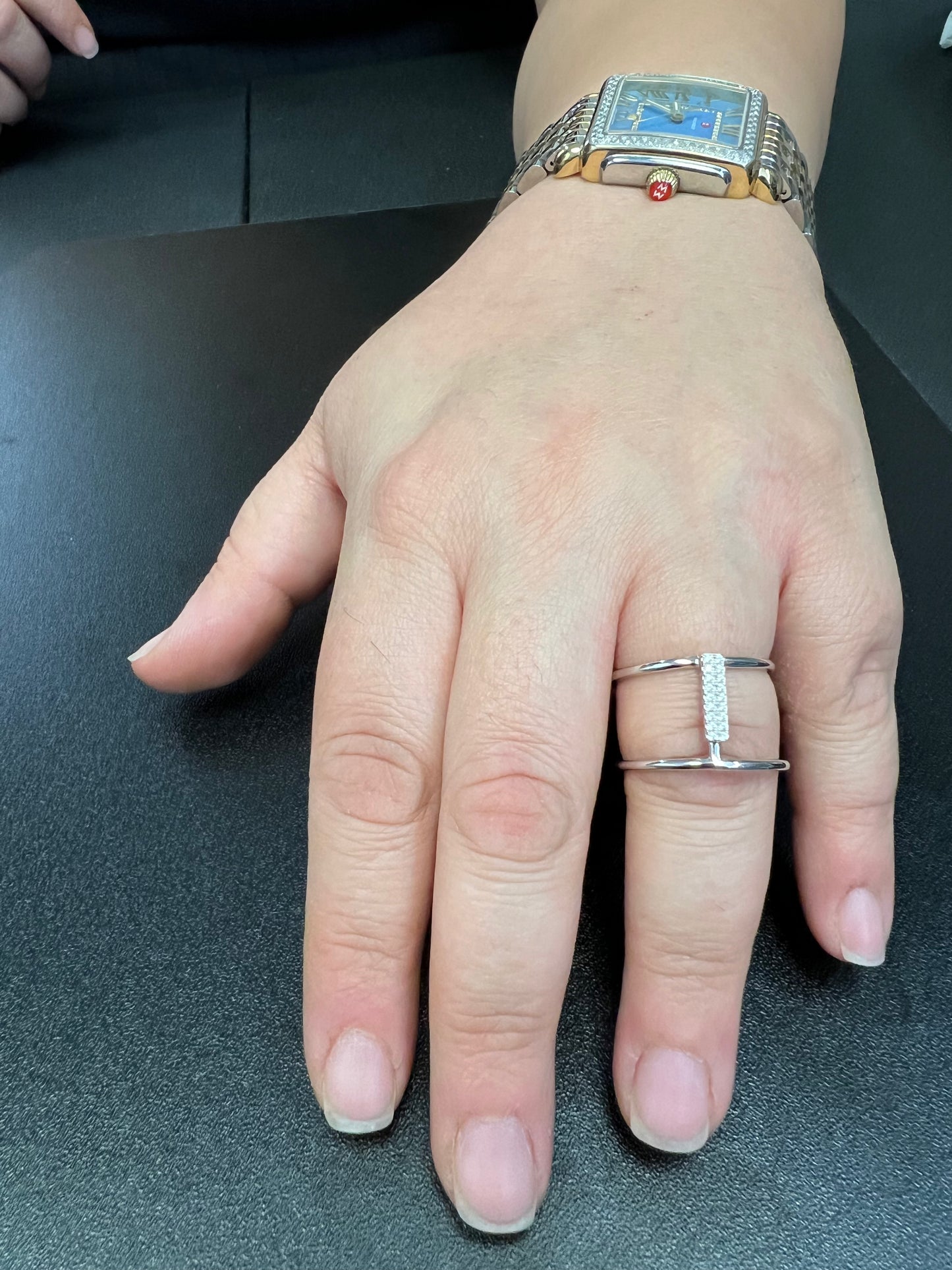 Sterling Silver CZ Wide Double Bar Ring, 13mm | SilverCloseOut