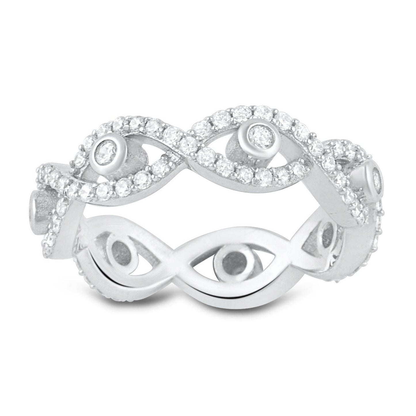 Sterling Silver Simulated Diamond Infinity Eternity Ring, 5mm | SilverCloseOut