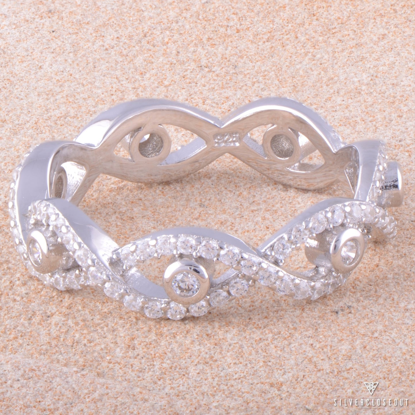 Sterling Silver Simulated Diamond Infinity Eternity Ring, 5mm | SilverCloseOut