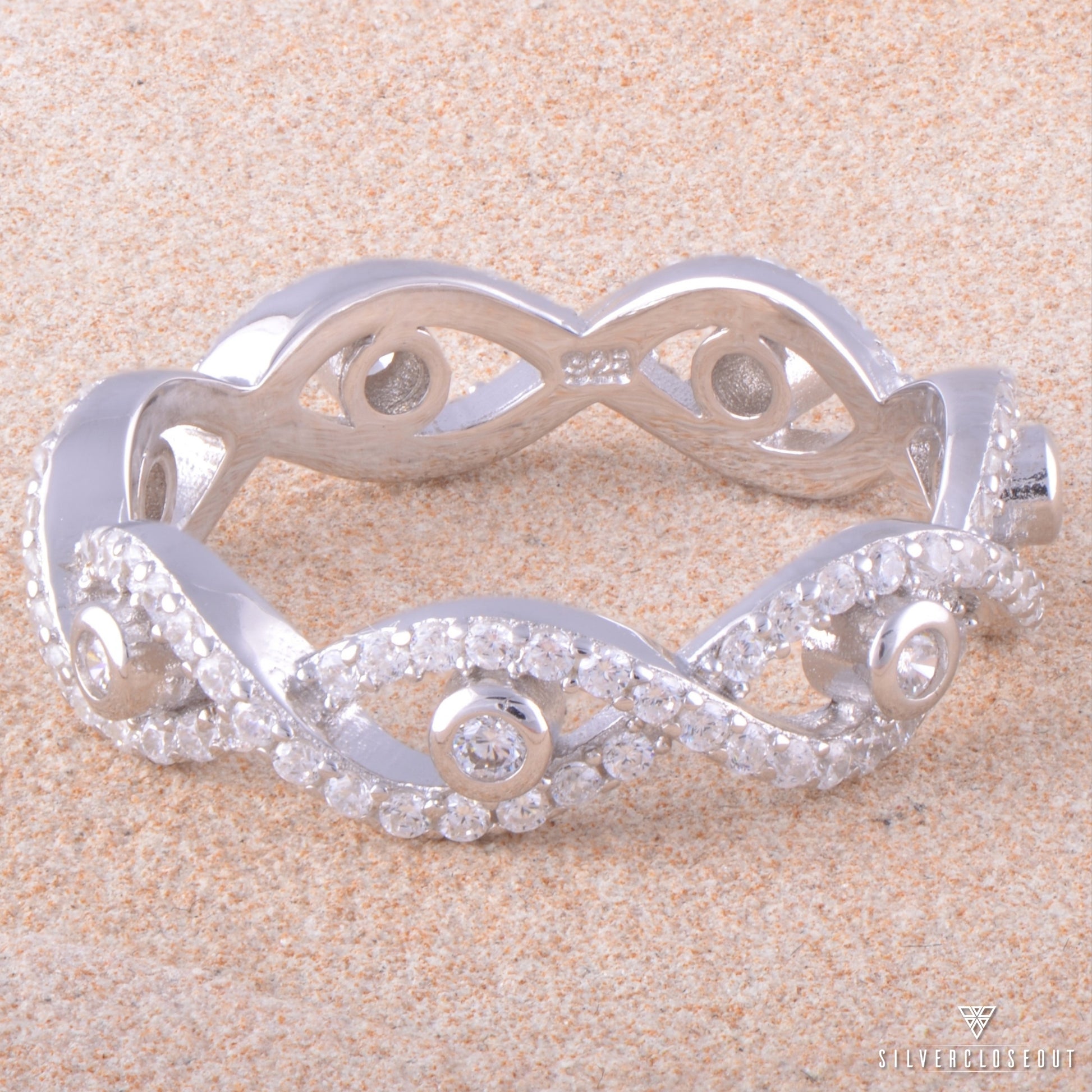 Sterling Silver Simulated Diamond Infinity Eternity Ring, 5mm | SilverCloseOut
