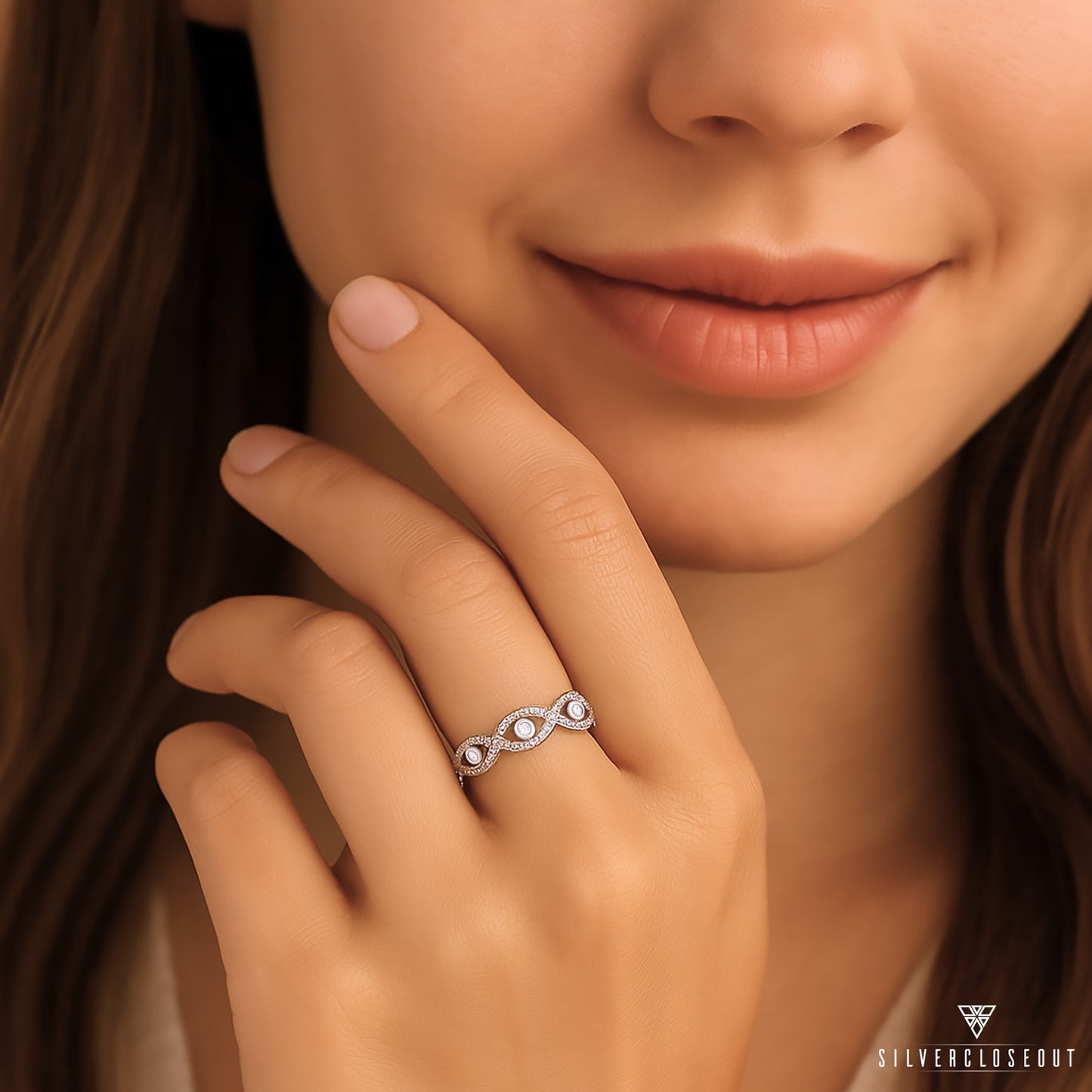 Sterling Silver Simulated Diamond Infinity Eternity Ring, 5mm | SilverCloseOut