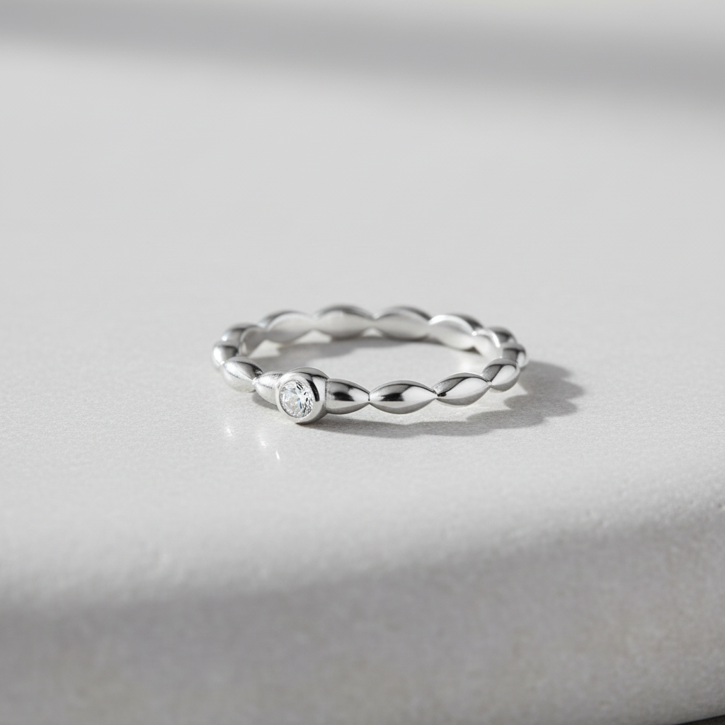 Sterling Silver CZ Thin Solitaire Stackable Ring, 3mm | SilverCloseOut