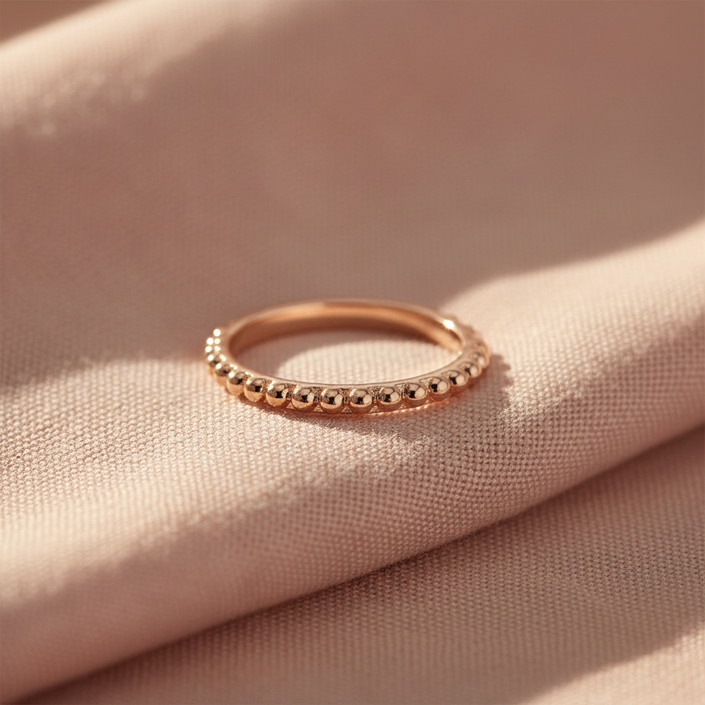Rose Gold Tone Sterling Silver Stackable Bead Eternity Ring, 2.5mm