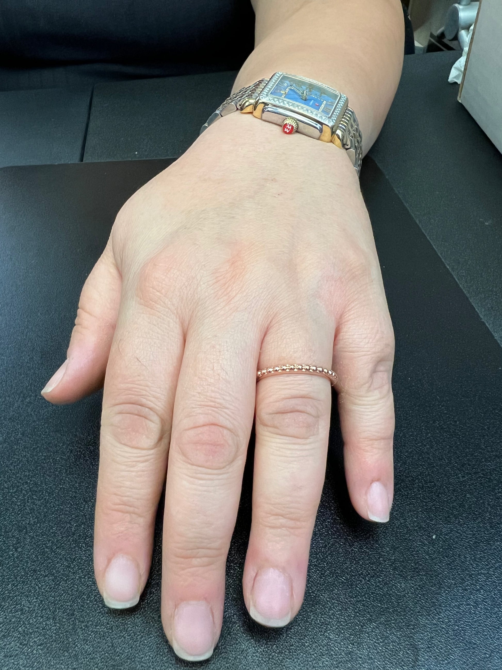 Rose Gold Tone Sterling Silver Stackable Bead Eternity Ring, 2.5mm