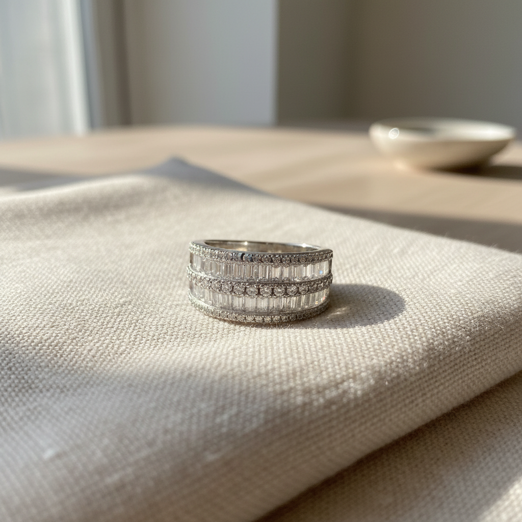 Sterling Silver Simulated Diamond Baguette Cut Statement Ring | SilverCloseOut