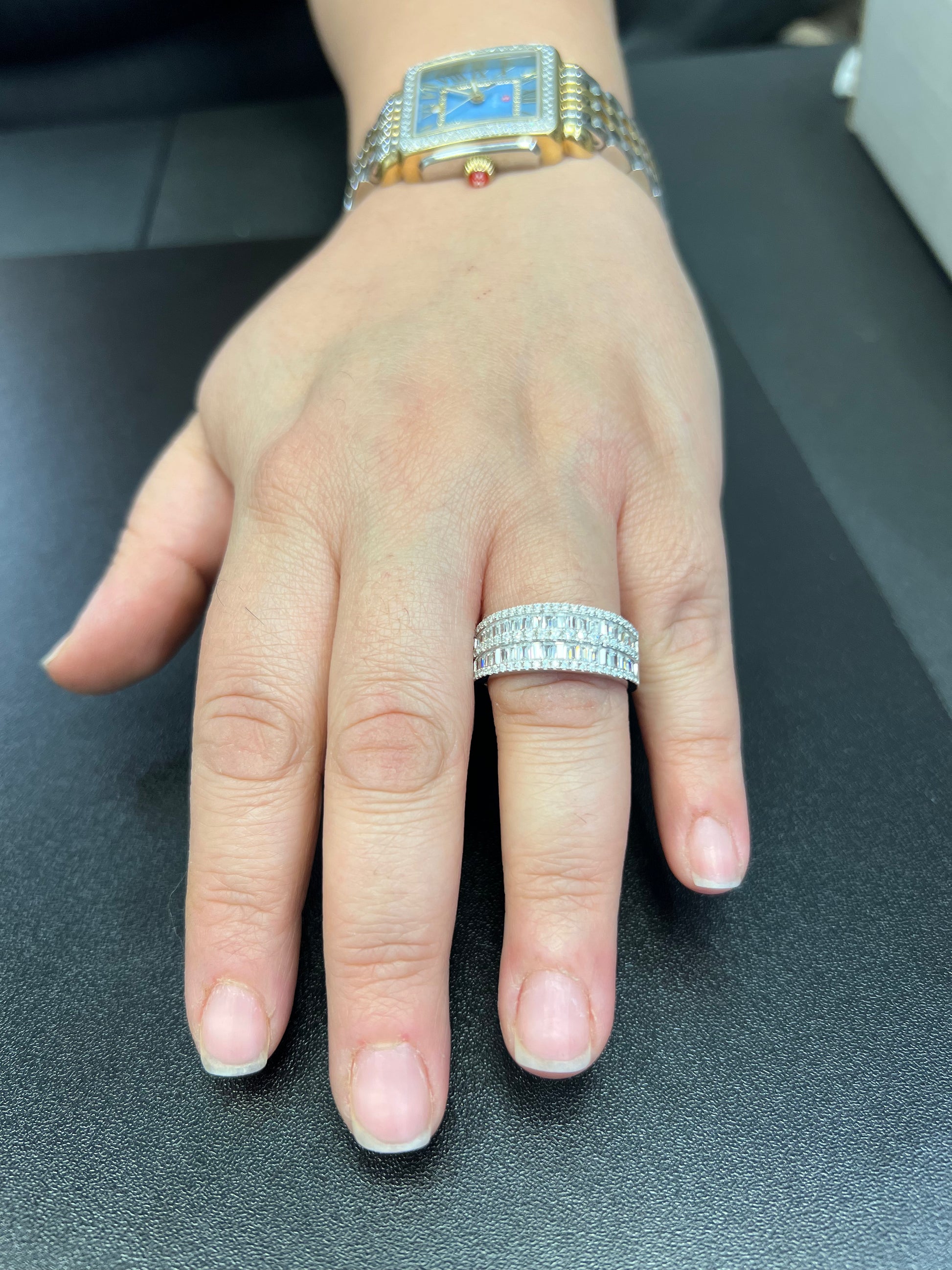Sterling Silver Simulated Diamond Baguette Cut Statement Ring | SilverCloseOut