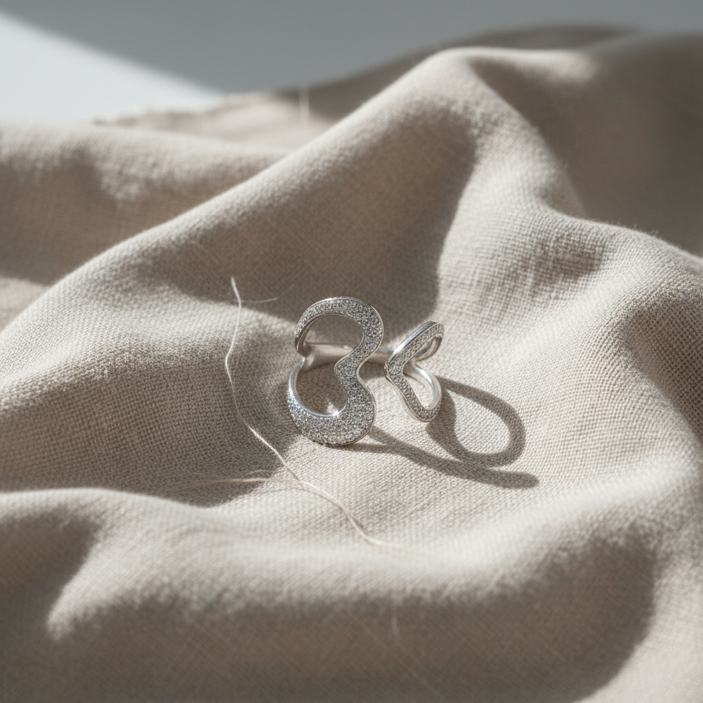 Sterling Silver Simulated Diamond Open Heart Statement Ring | SilverCloseOut
