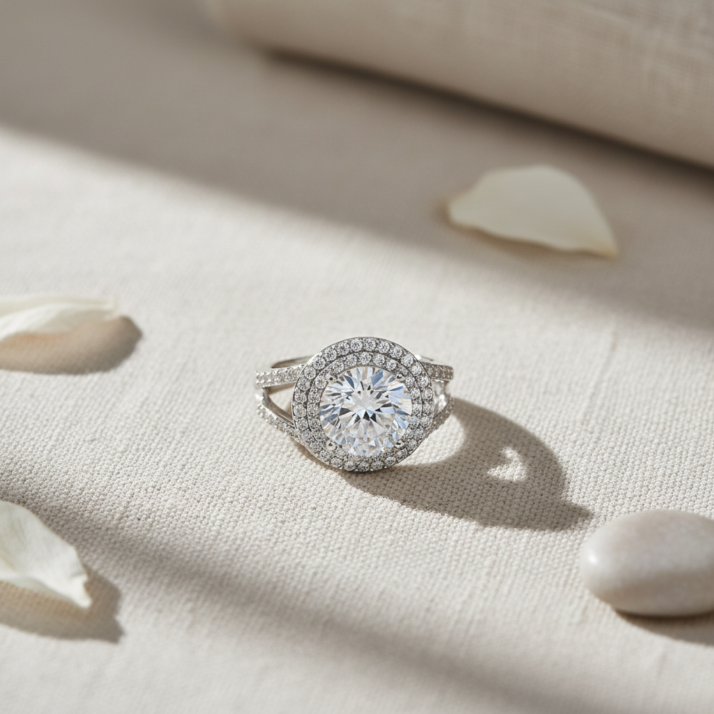 Sterling Silver CZ Big Halo Statement Ring | SilverCloseOut