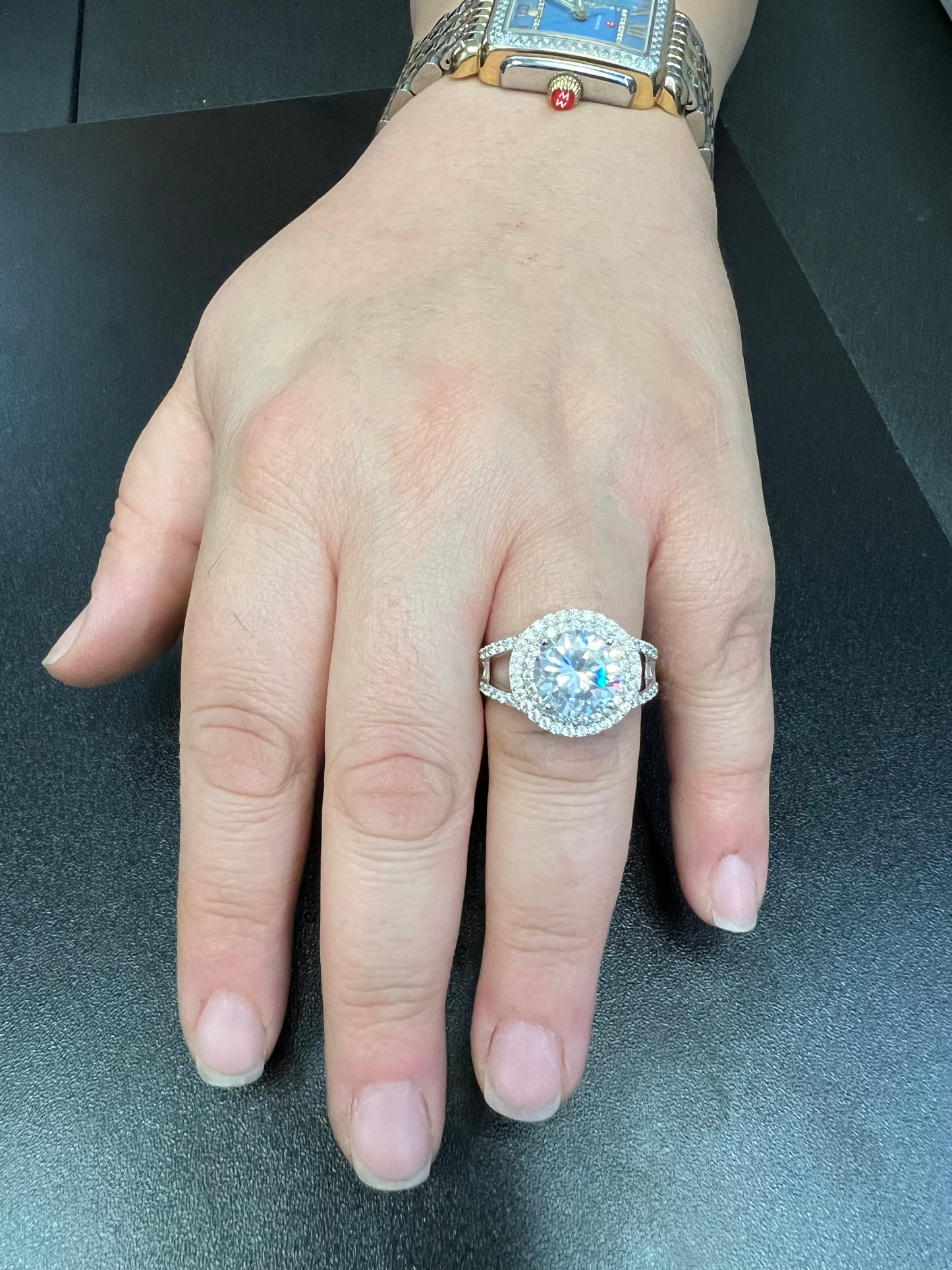 Sterling Silver CZ Big Halo Statement Ring | SilverCloseOut