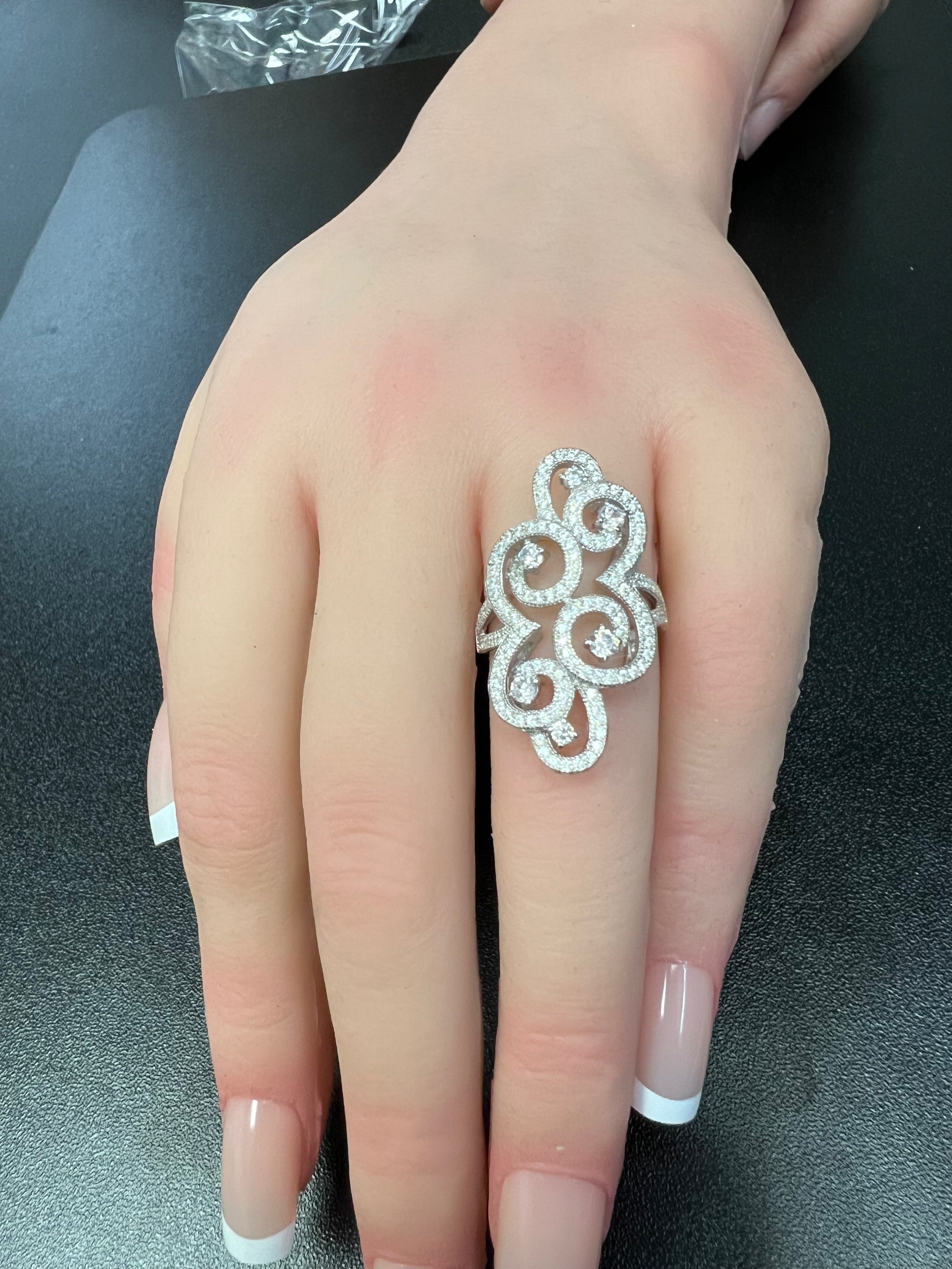 Sterling Silver CZ Filigree Swirl Statement Ring | SilverCloseOut