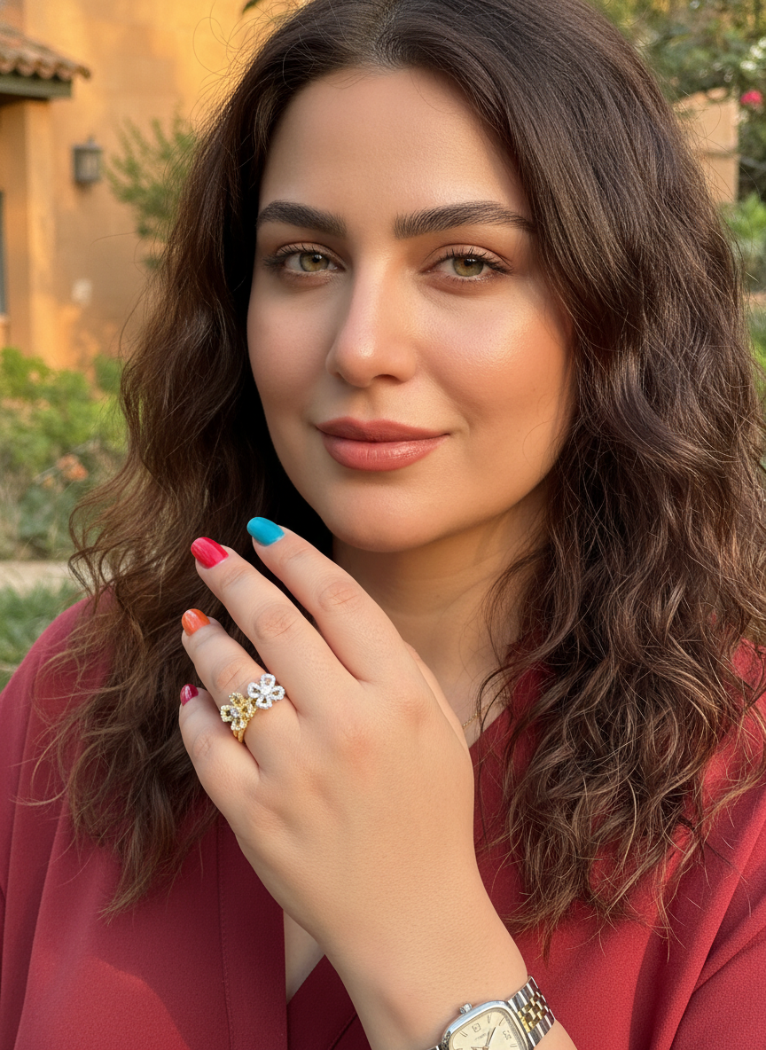 Sterling Silver Two Tone Sterling Silver CZ Stackable Flower Ring