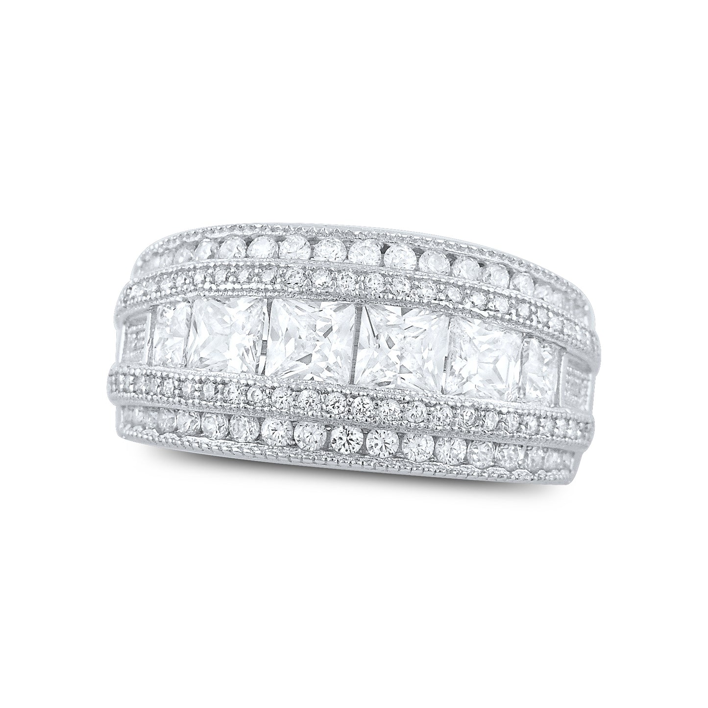 Sterling Silver Wide Square Cut CZ Statement Ring | SilverCloseOut