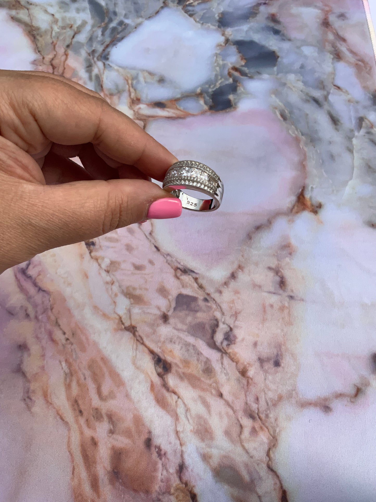 Sterling Silver Wide Square Cut CZ Statement Ring | SilverCloseOut