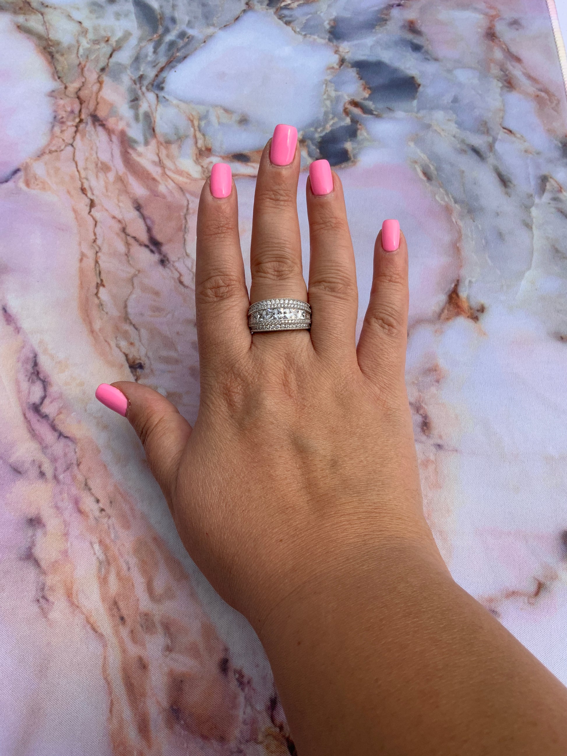Sterling Silver Wide Square Cut CZ Statement Ring | SilverCloseOut