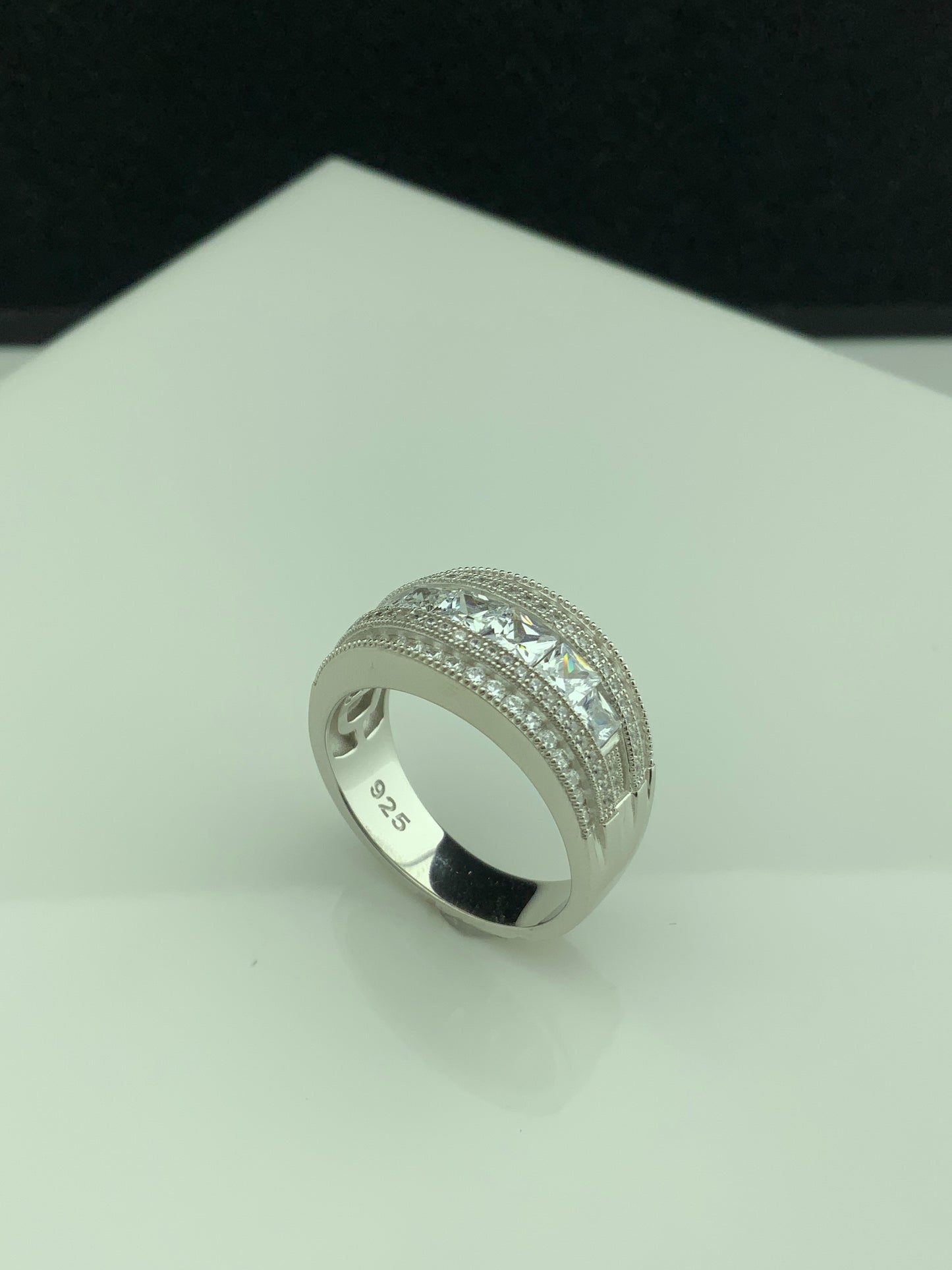 Sterling Silver Wide Square Cut CZ Statement Ring | SilverCloseOut