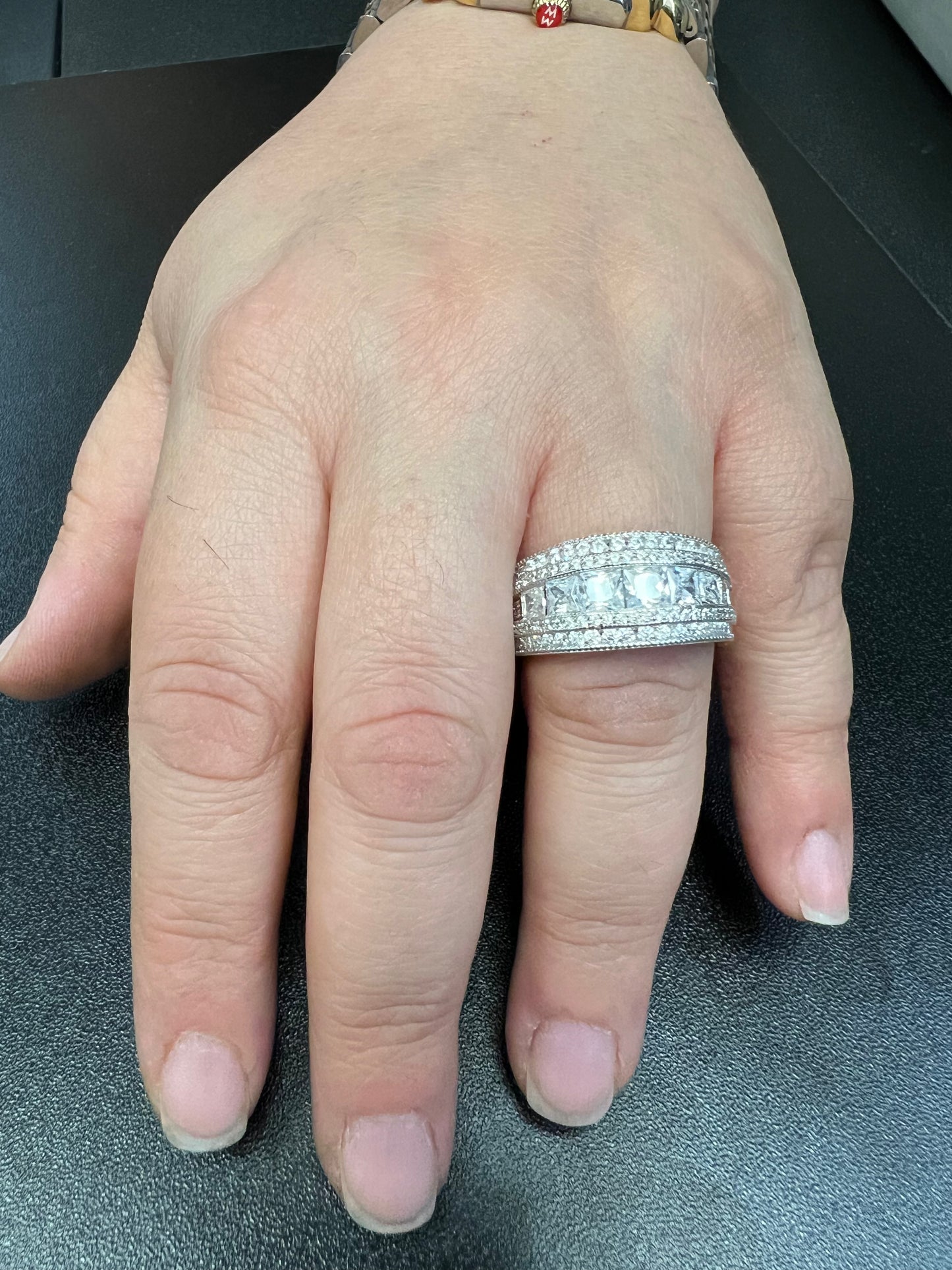 Sterling Silver Wide Square Cut CZ Statement Ring | SilverCloseOut