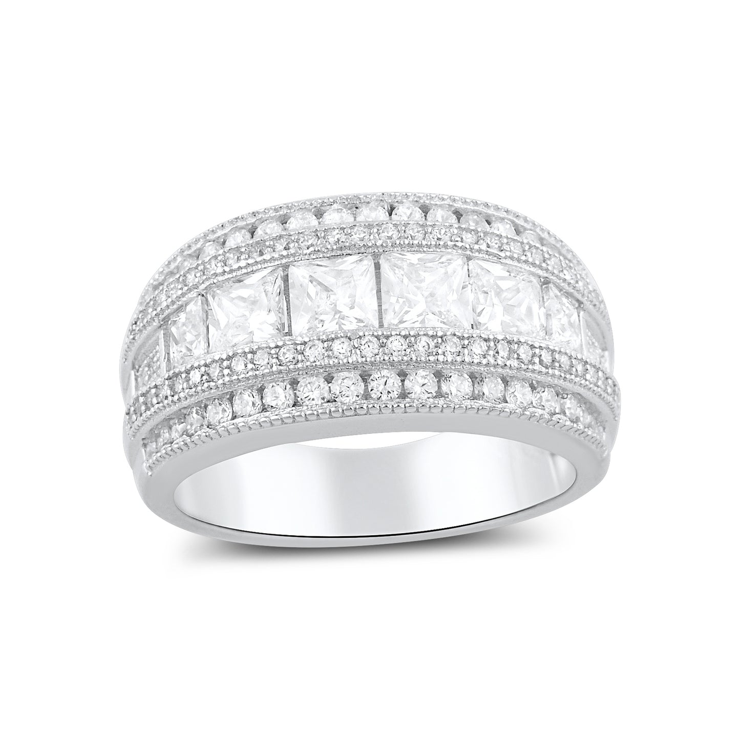Sterling Silver Wide Square Cut CZ Statement Ring | SilverCloseOut
