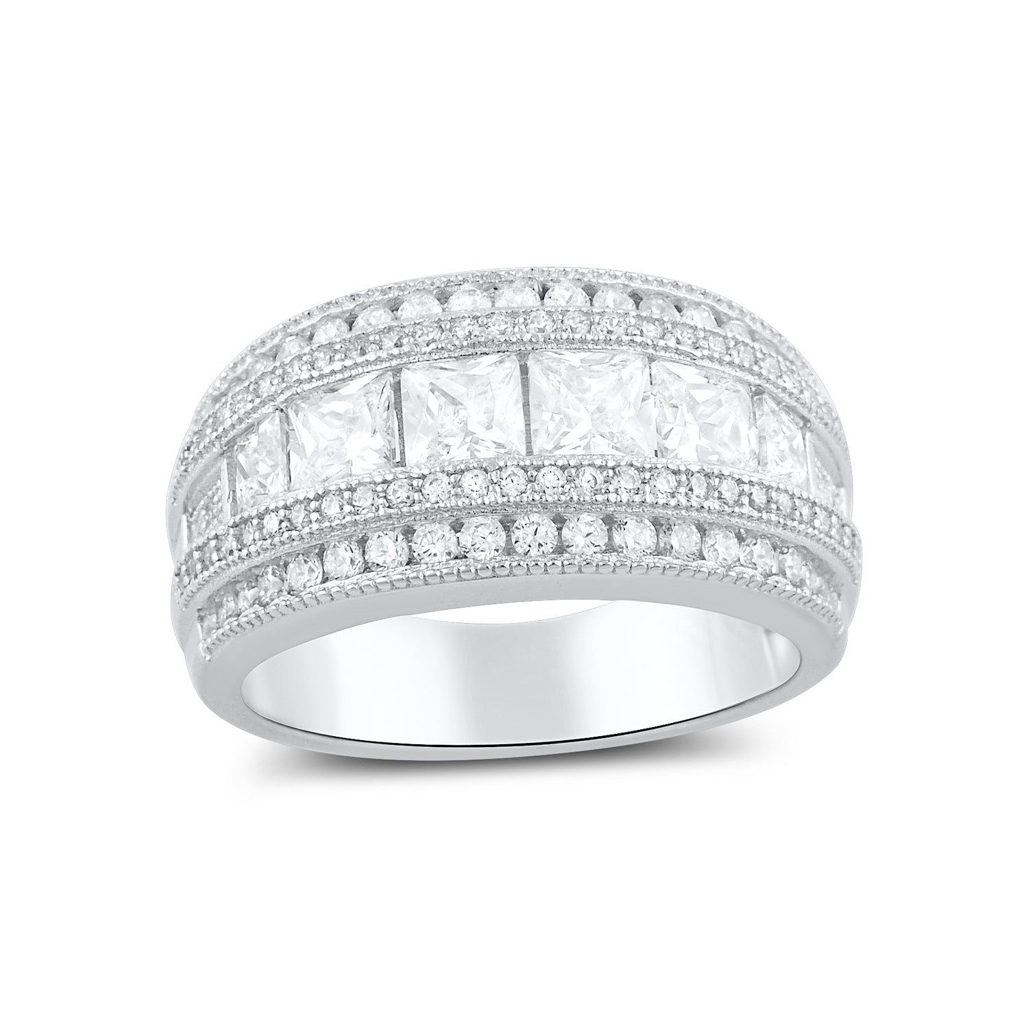 Sterling Silver Wide Square Cut CZ Statement Ring | SilverCloseOut