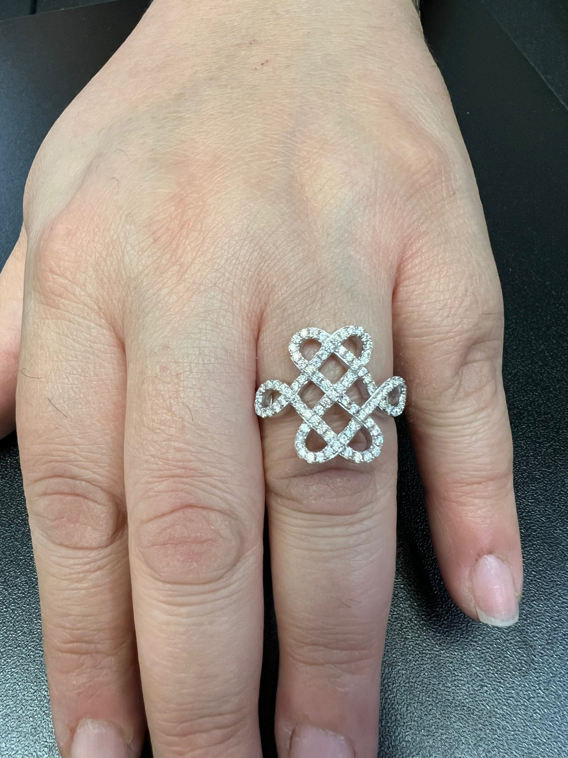 Sterling Silver CZ Solomons Knot Ring | SilverCloseOut
