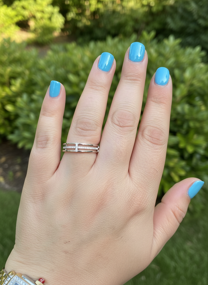 Sterling Silver CZ Sideways Cross Ring | SilverCloseOut