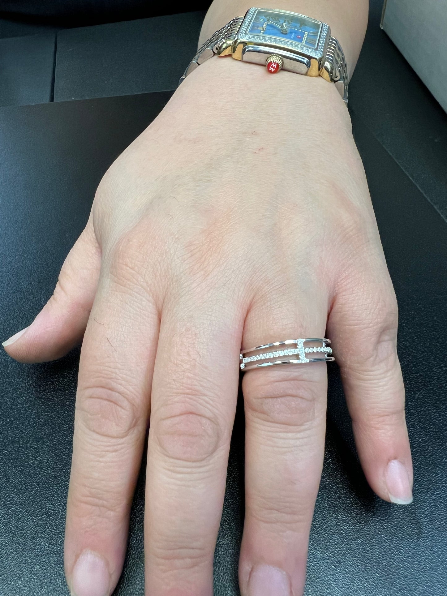 Sterling Silver CZ Sideways Cross Ring | SilverCloseOut