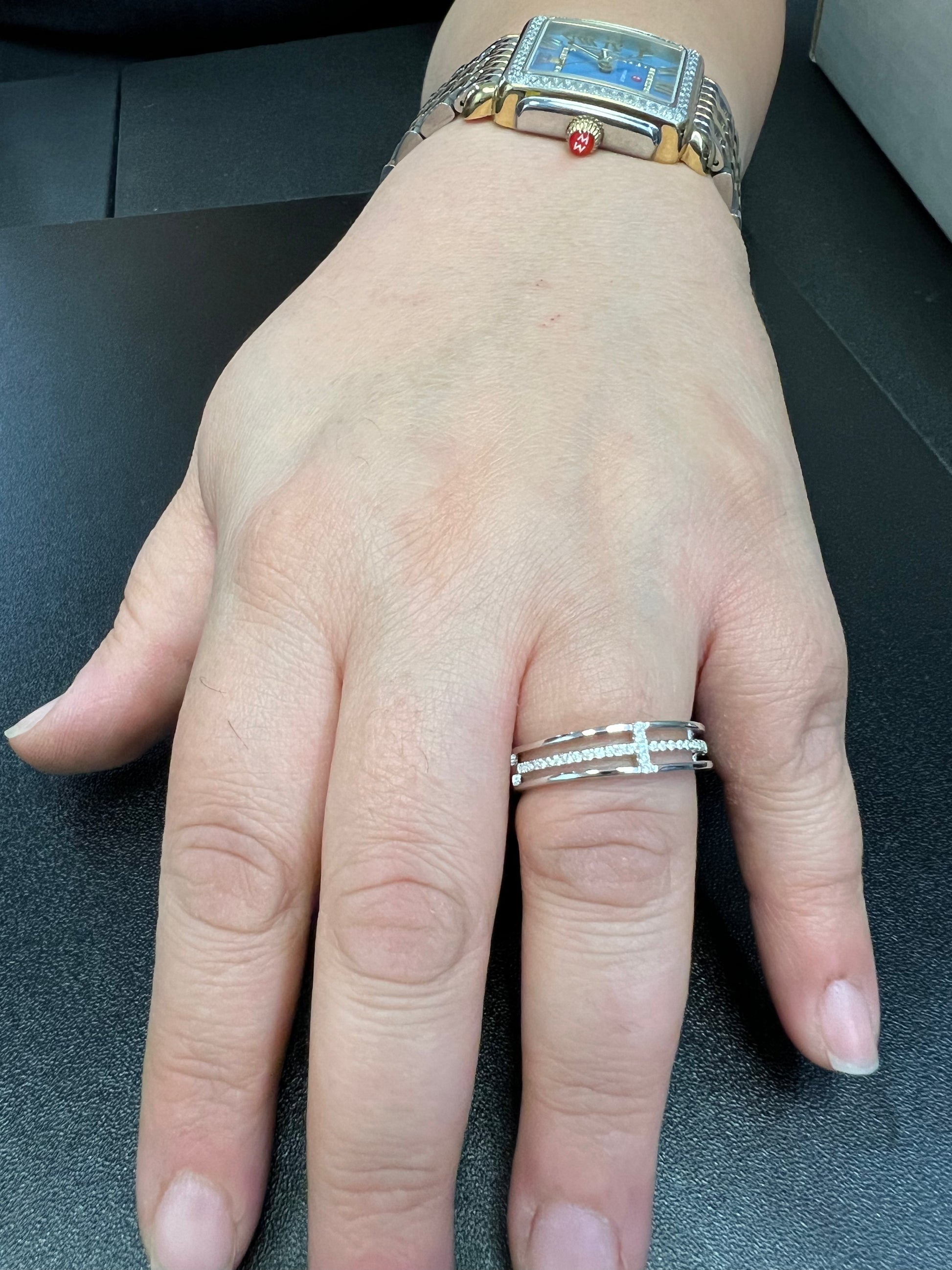 Sterling Silver CZ Sideways Cross Ring | SilverCloseOut