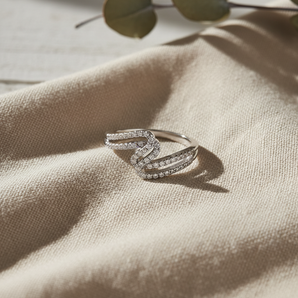 Sterling Silver CZ Zig zag Thread Ring | SilverCloseOut