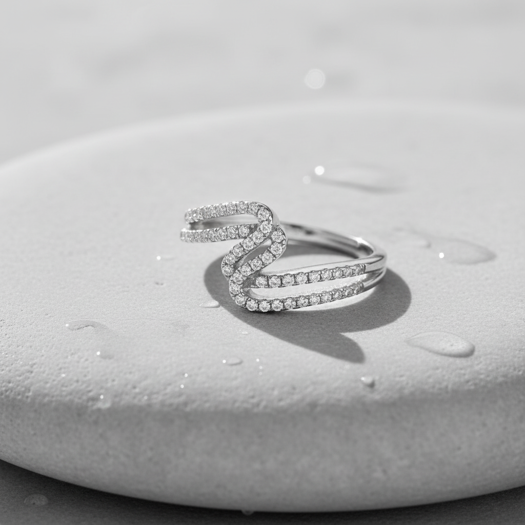 Sterling Silver CZ Zig zag Thread Ring | SilverCloseOut