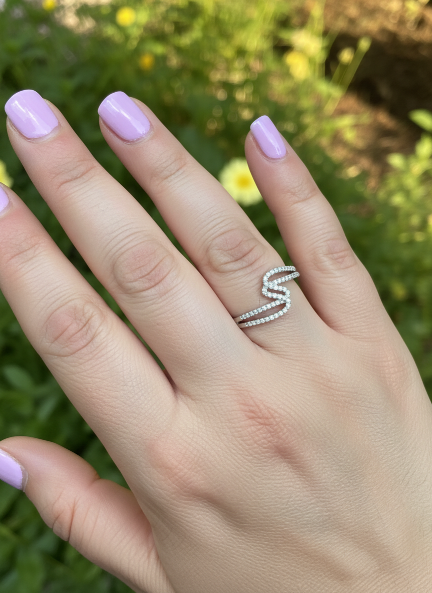 Sterling Silver CZ Zig zag Thread Ring | SilverCloseOut