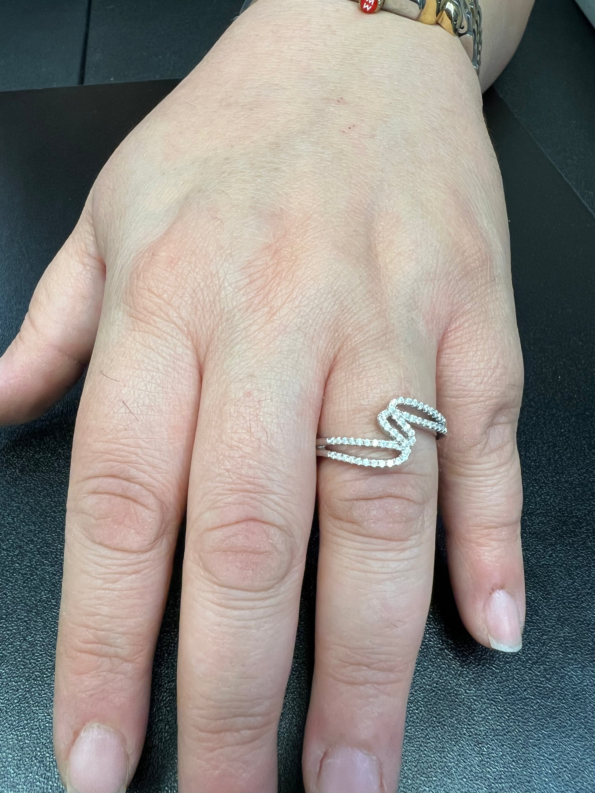 Sterling Silver CZ Zig zag Thread Ring | SilverCloseOut