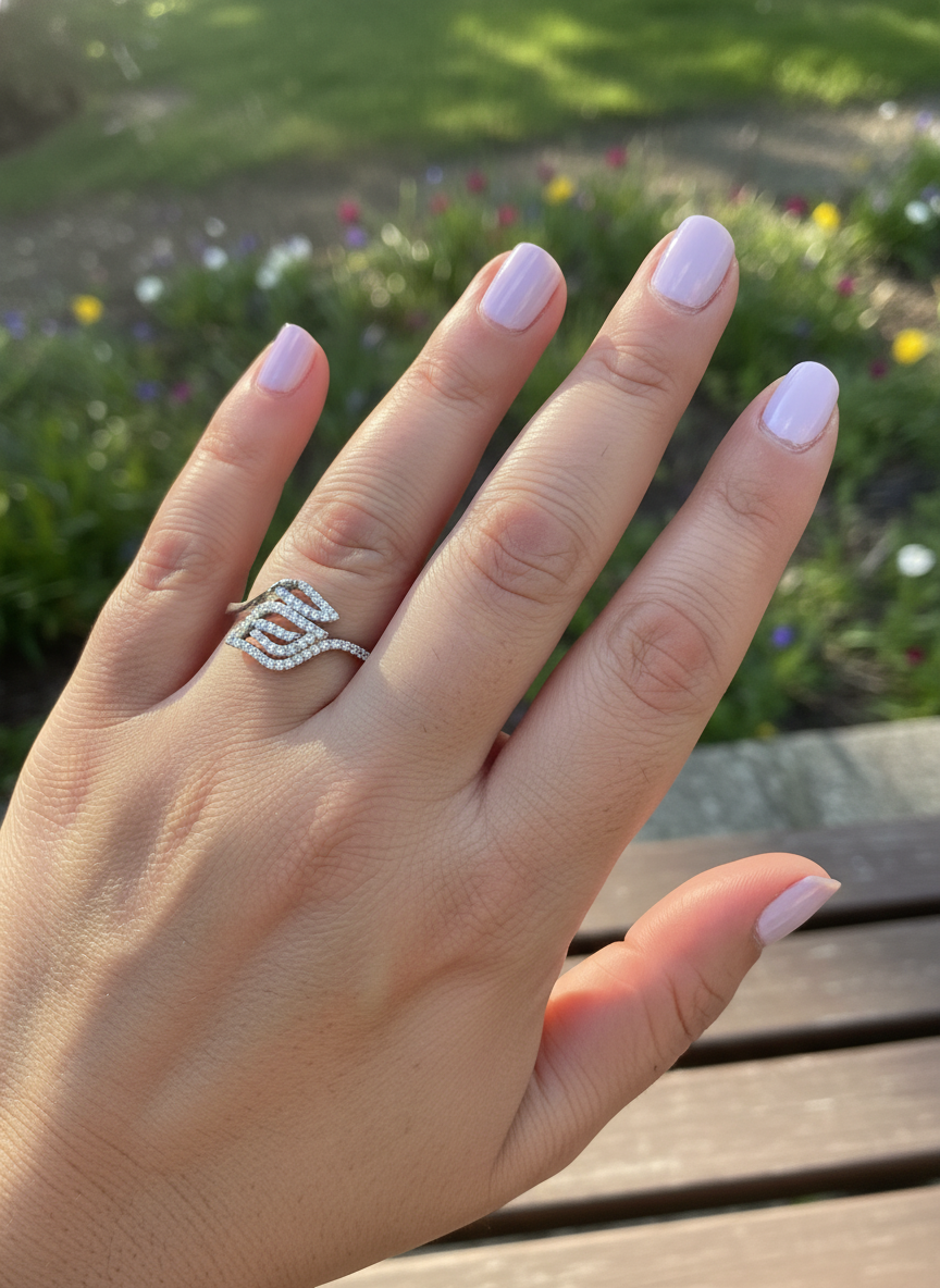 White Gold Dipped Sterling Silver CZ Stackable Leaf Ring for Women
