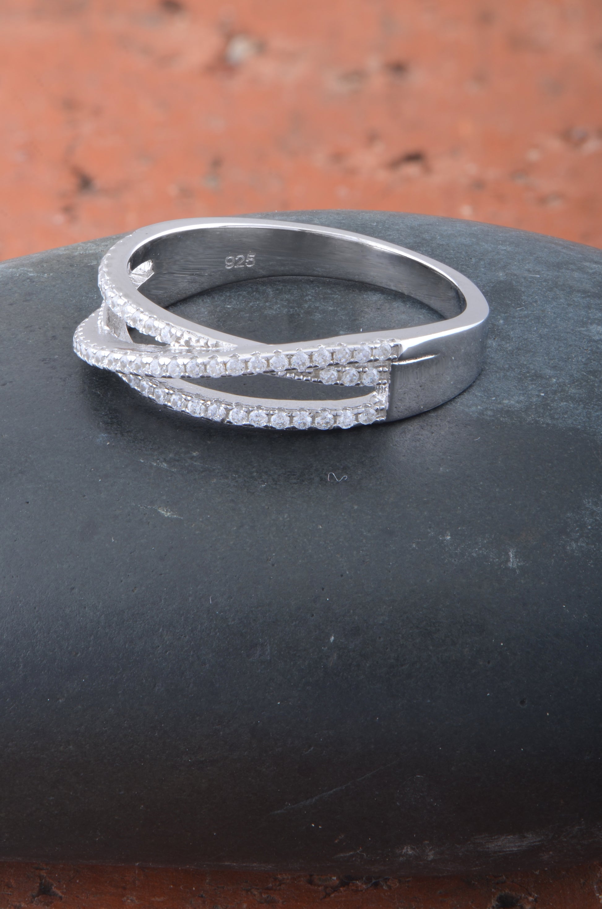 Sterling Silver CZ Wrap Around Thread Ring | SilverCloseOut