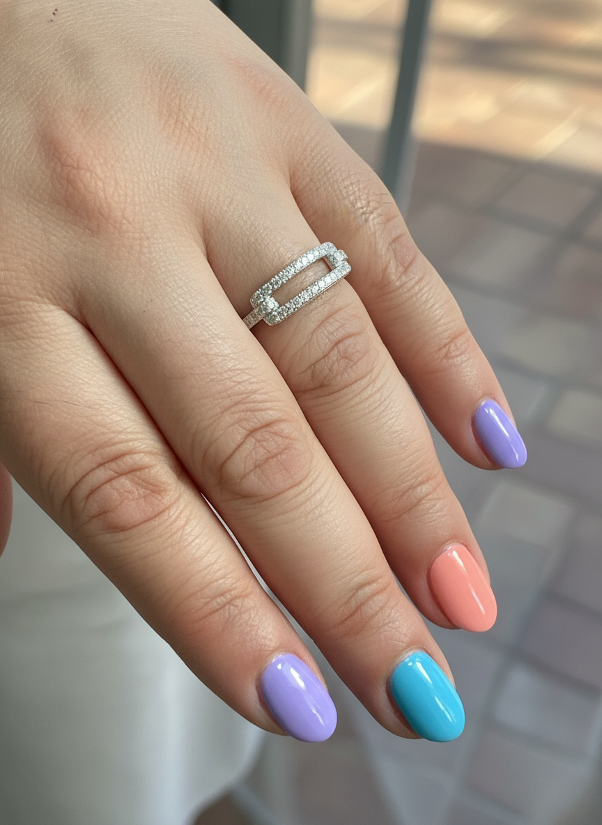 White Gold Dipped Sterling Silver CZ Women's Bar Statement Ring | SilverCloseOut