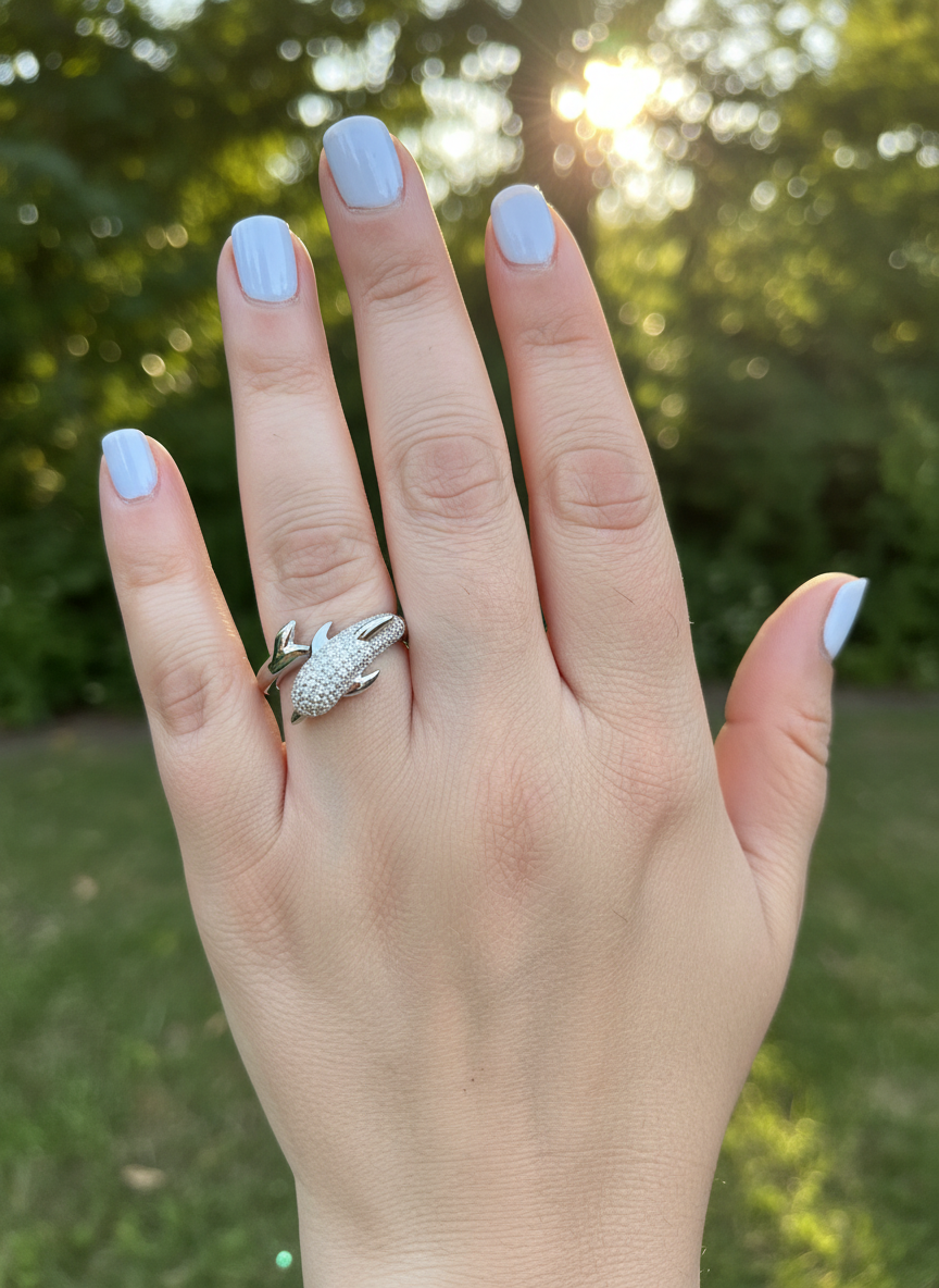 Sterling Silver CZ Wrap Around Dolphin Ring | SilverCloseOut