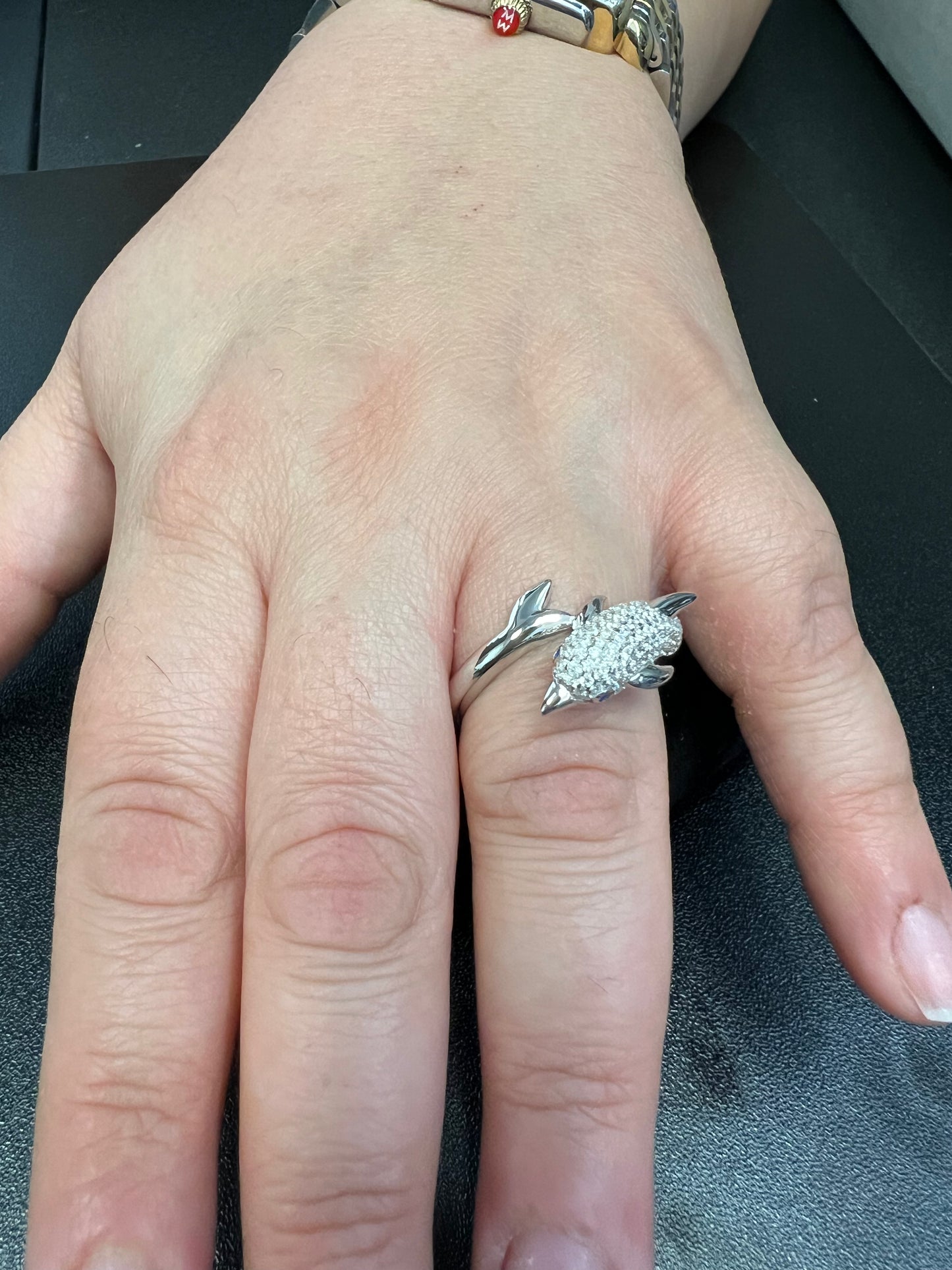 Sterling Silver CZ Wrap Around Dolphin Ring | SilverCloseOut