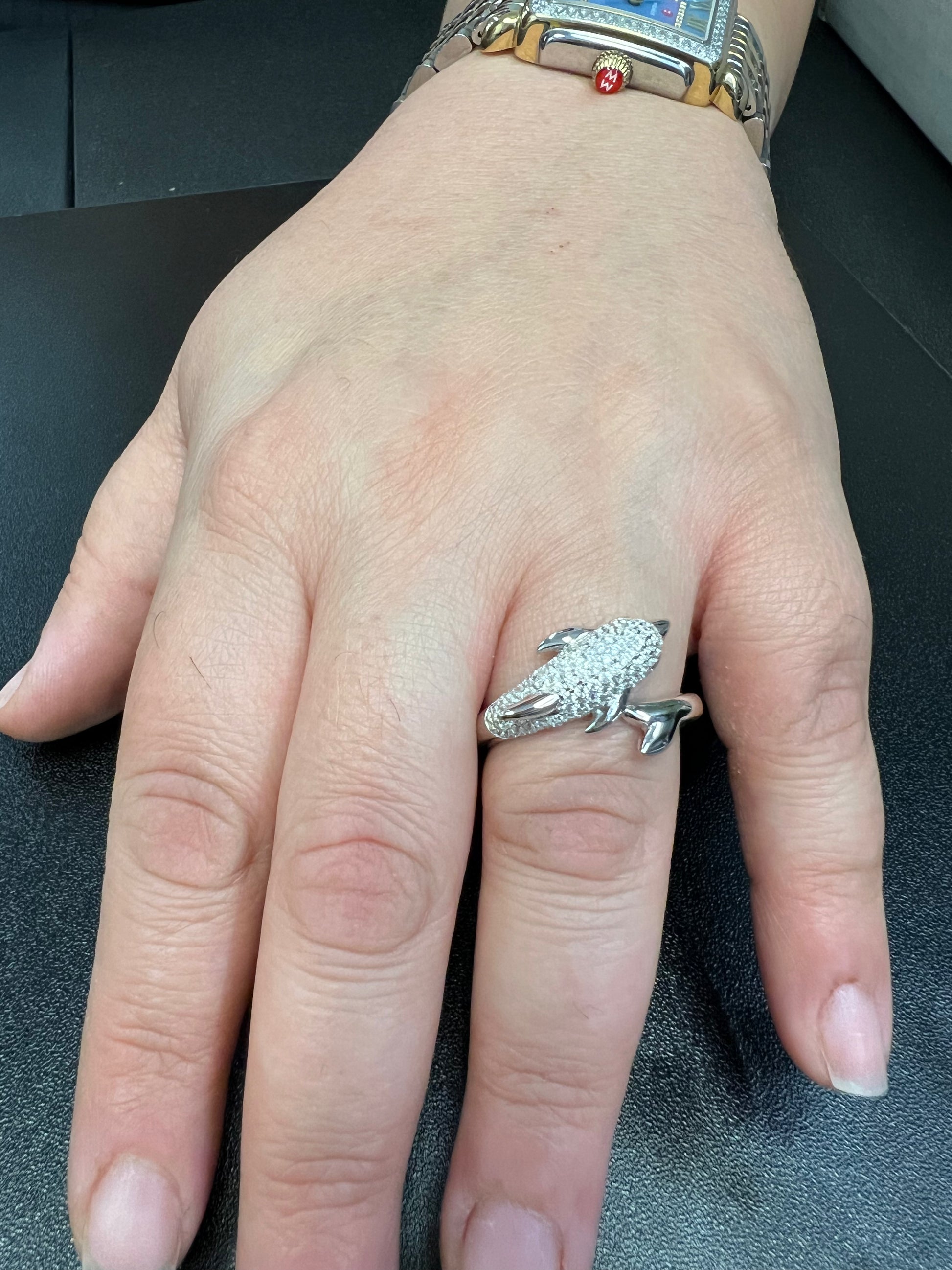 Sterling Silver CZ Wrap Around Dolphin Ring | SilverCloseOut