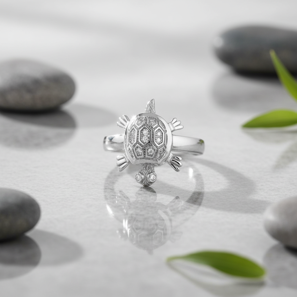 Sterling Silver CZ Turtle Ring | SilverCloseOut