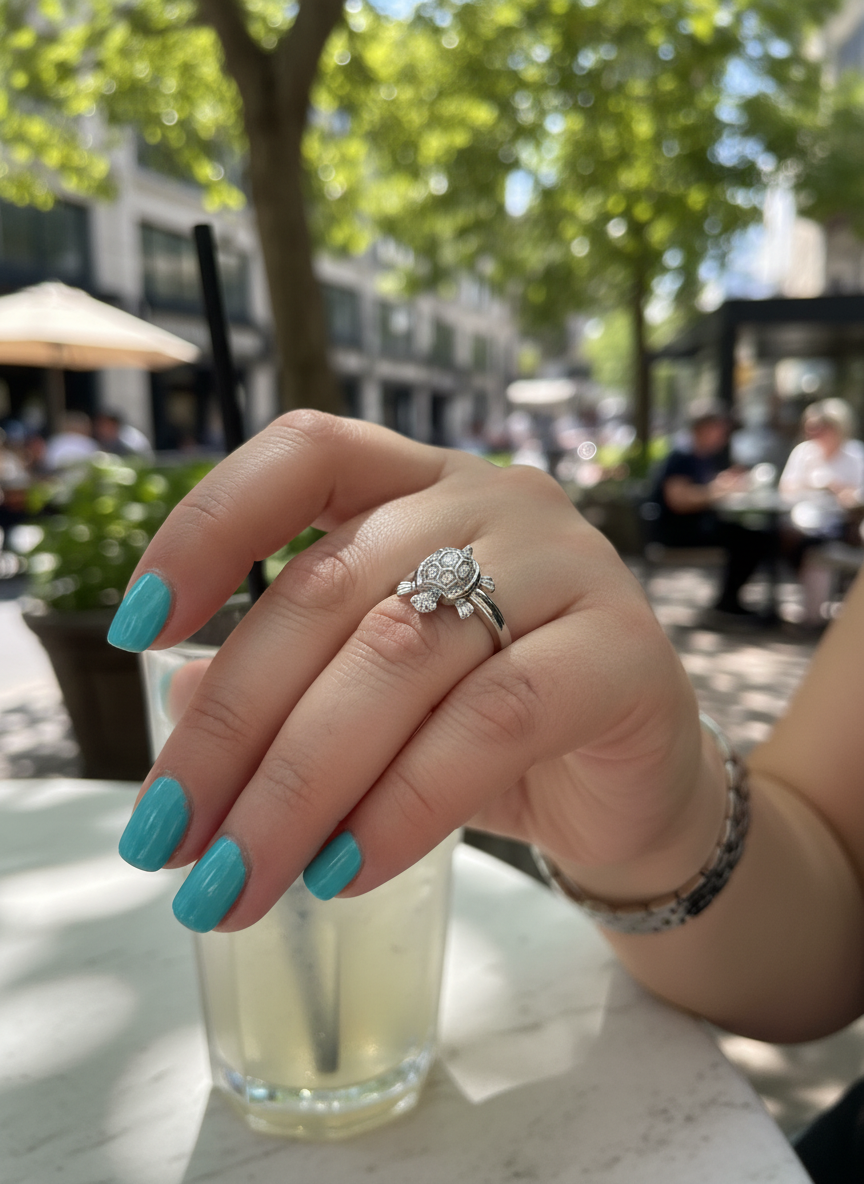 Sterling Silver CZ Turtle Ring | SilverCloseOut