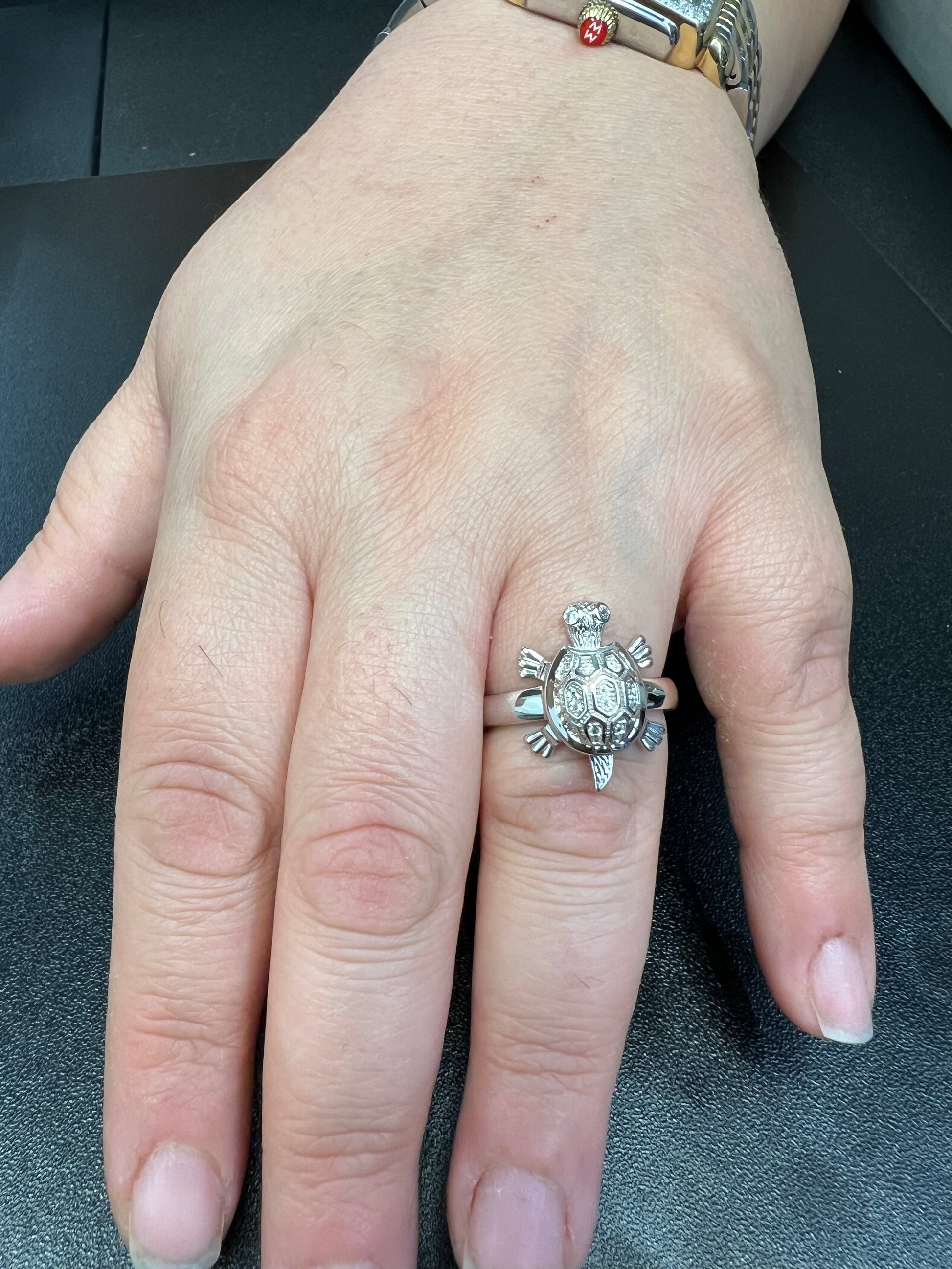 Sterling Silver CZ Turtle Ring | SilverCloseOut