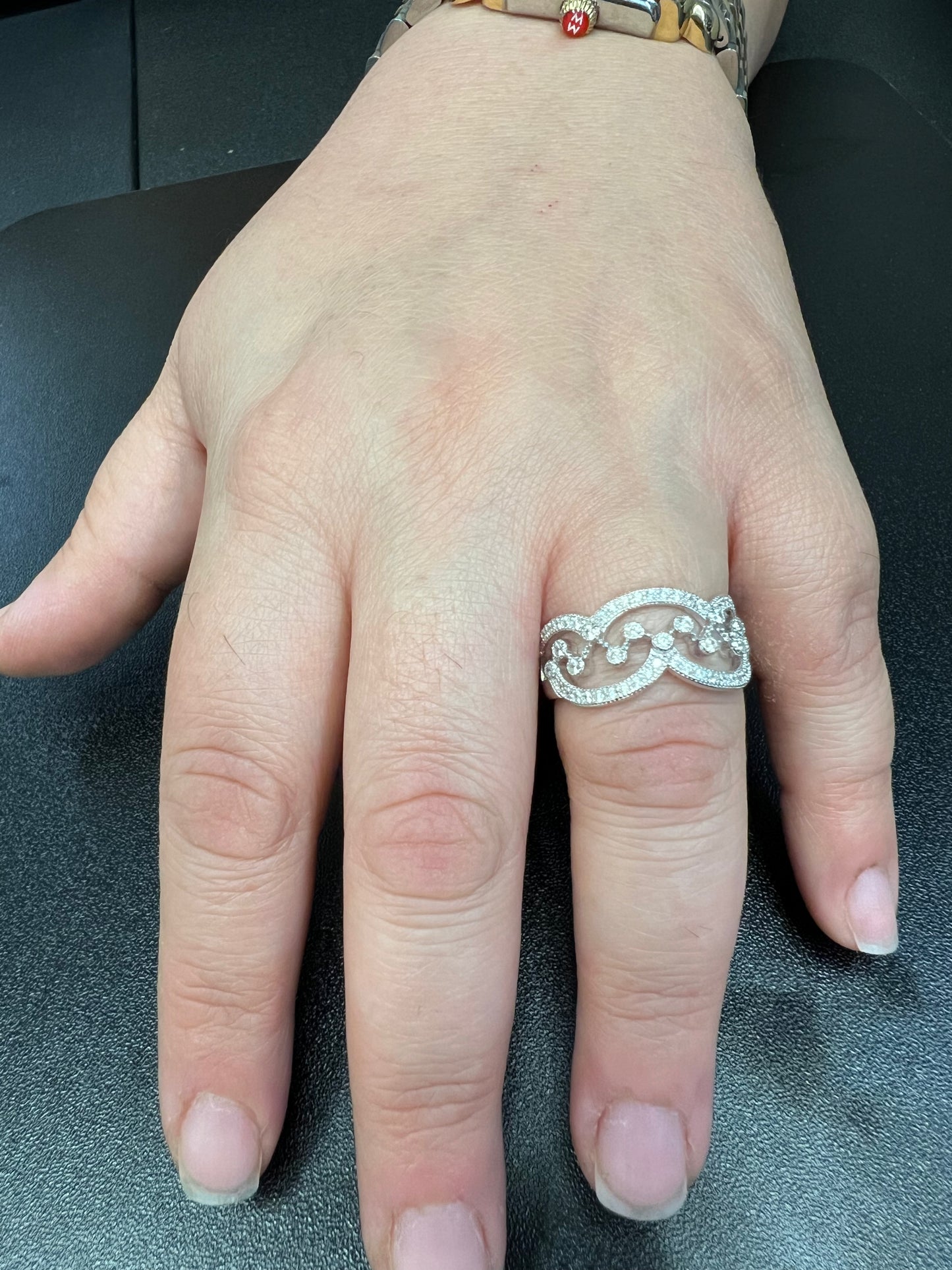 Sterling Silver CZ Free Form Chandlier Statement Ring