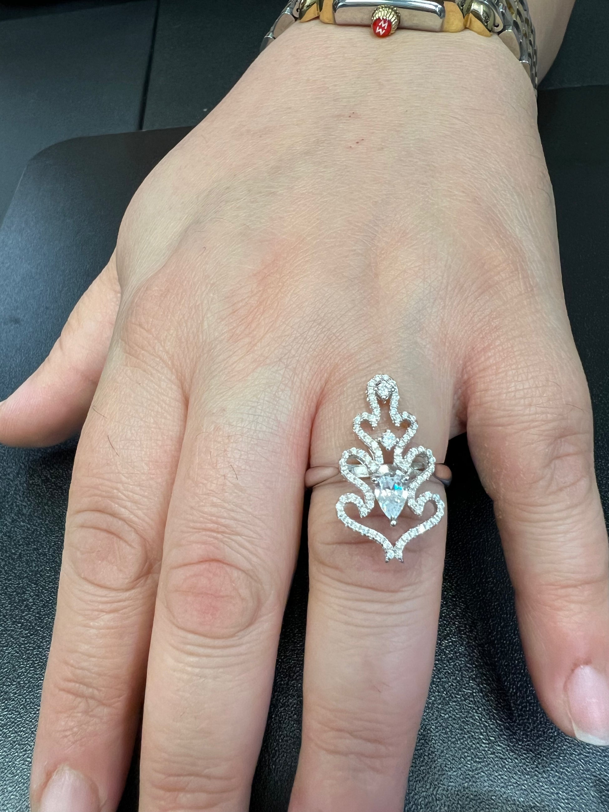 Sterling Silver CZ Tree of Love Ring