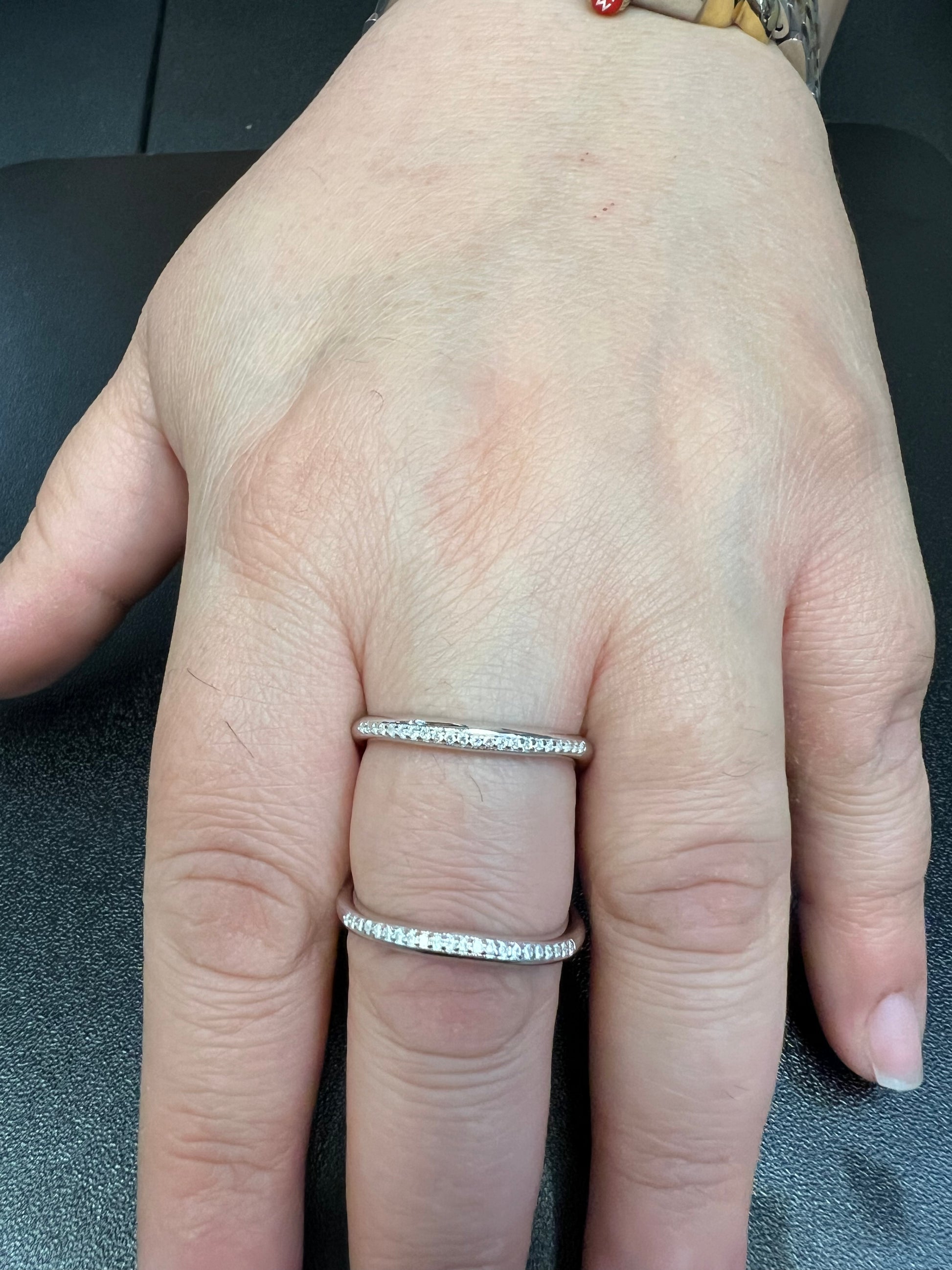 Sterling Silver CZ Double Band V Ring | SilverCloseOut
