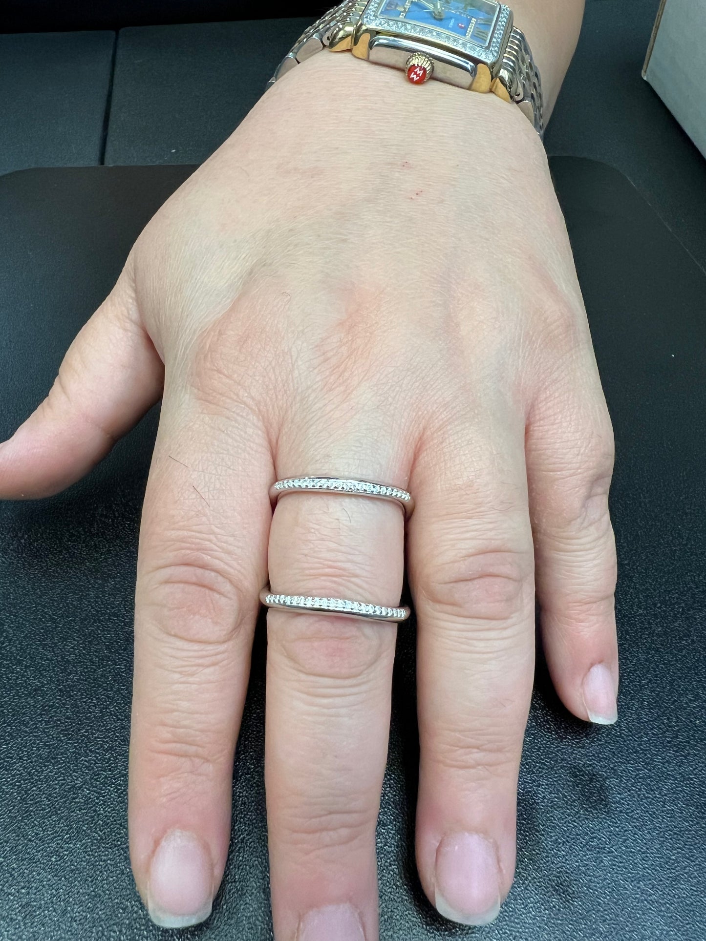 Sterling Silver CZ Double Band V Ring | SilverCloseOut