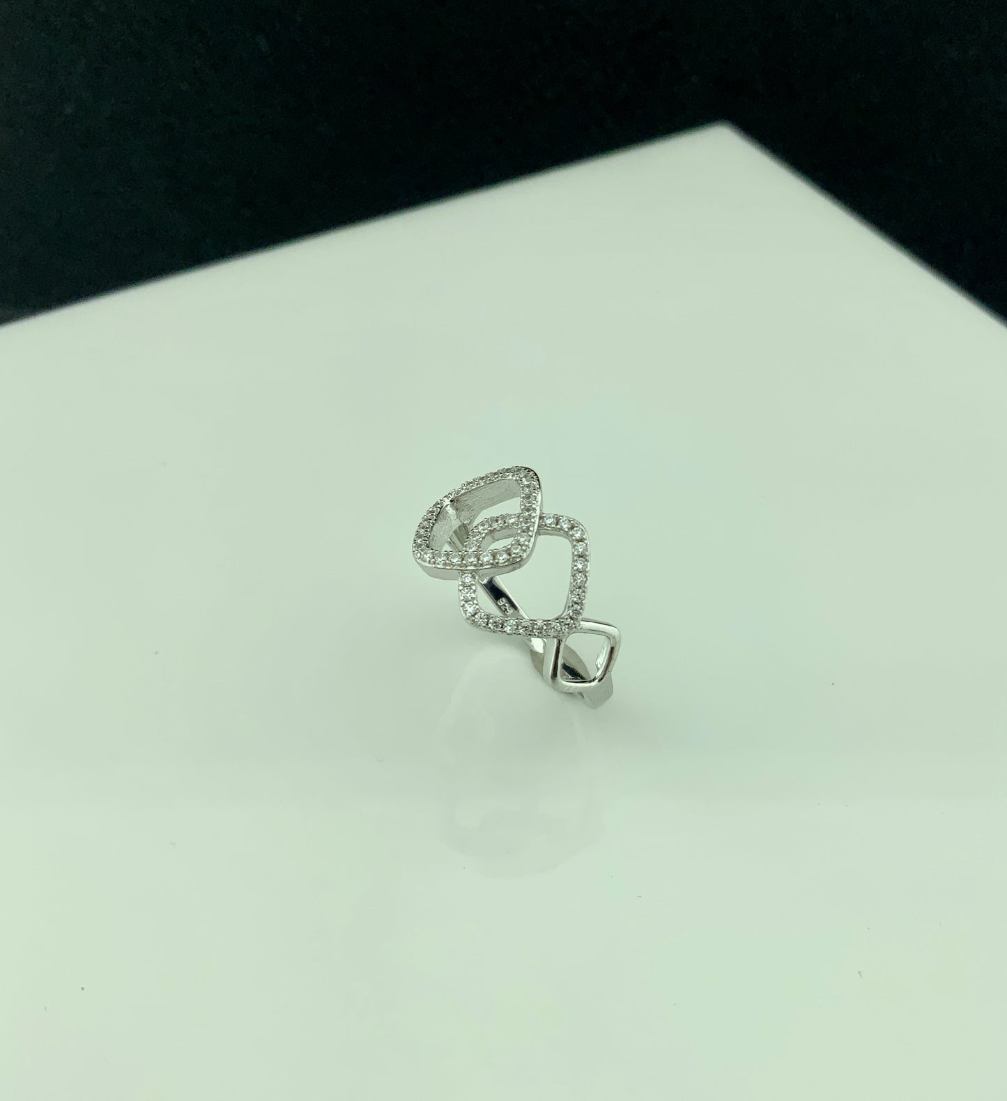 Sterling Silver CZ Interlocking Sqaure Ring | SilverCloseOut