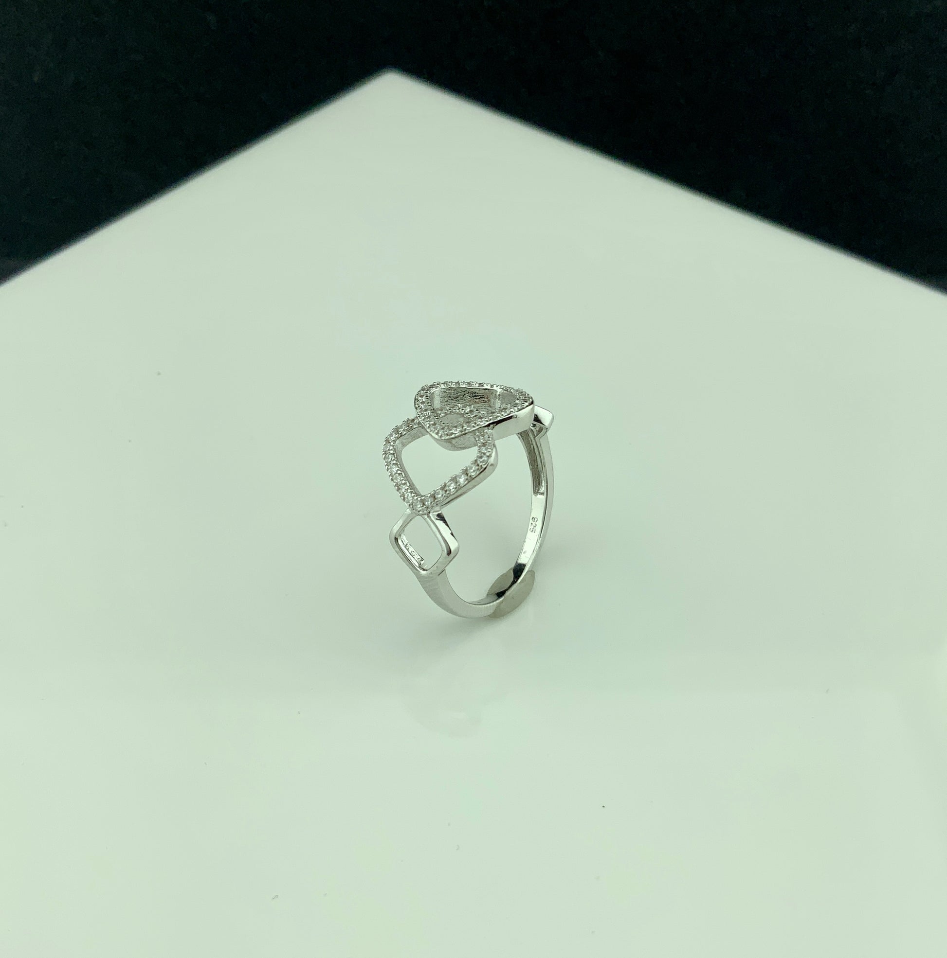 Sterling Silver CZ Interlocking Sqaure Ring | SilverCloseOut