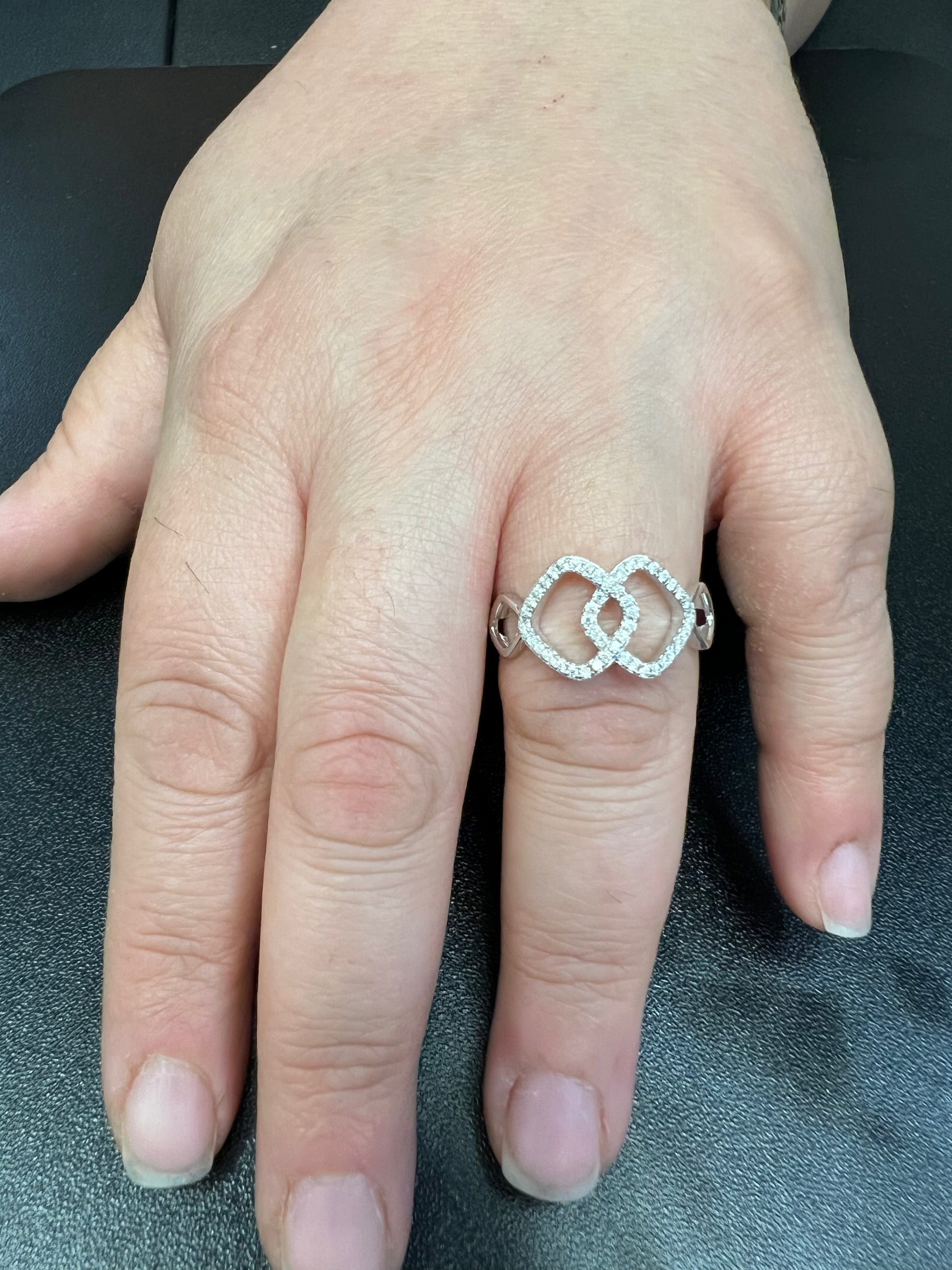 Sterling Silver CZ Interlocking Sqaure Ring | SilverCloseOut