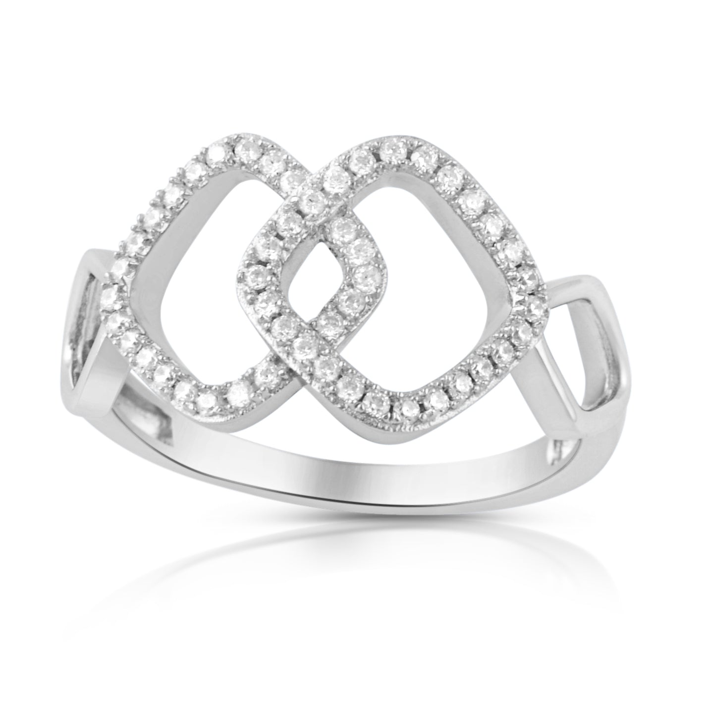 Sterling Silver CZ Interlocking Sqaure Ring | SilverCloseOut