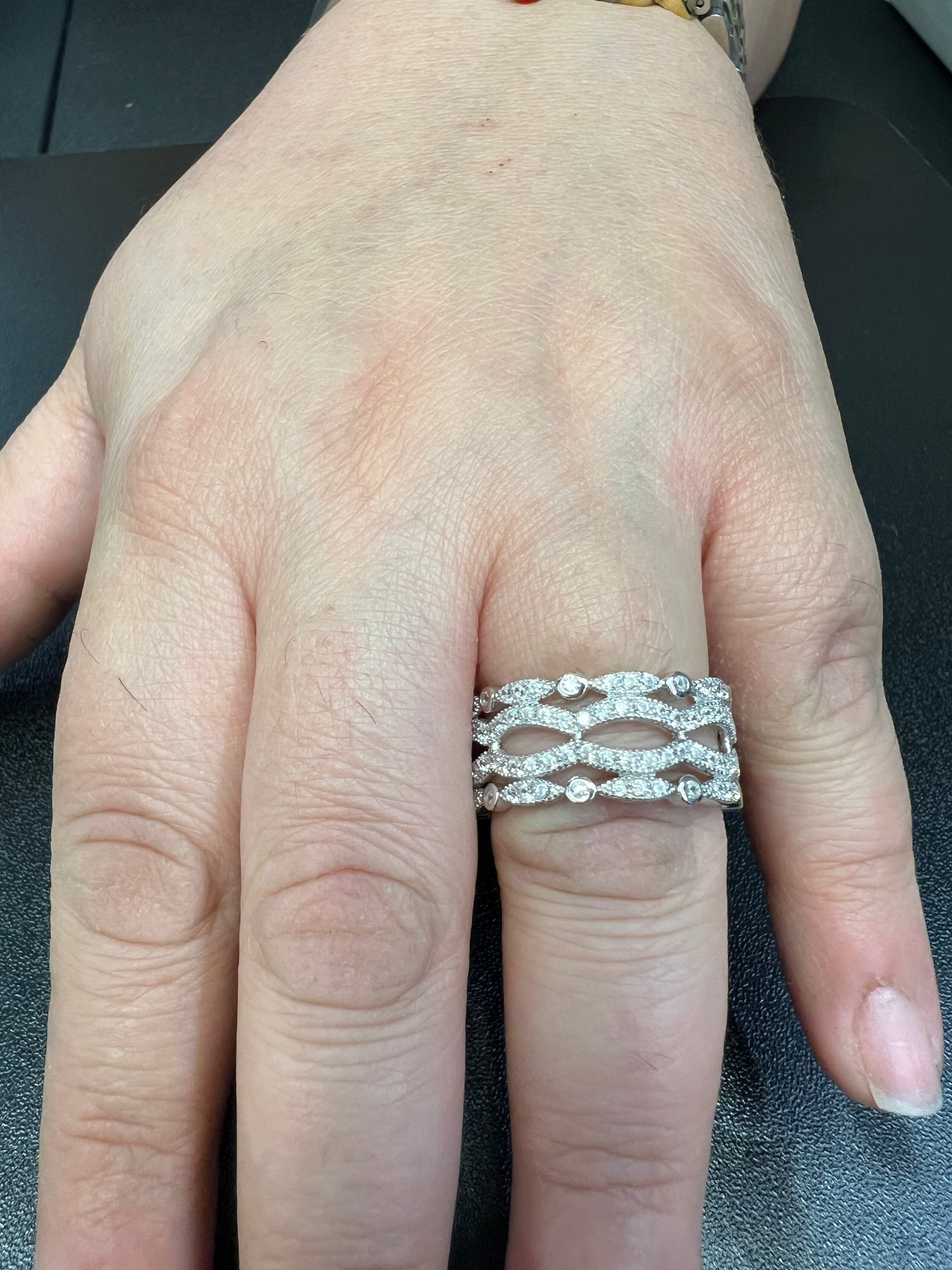 Sterling Silver Simulated Diamond Multi-Row Eternity Ring | SilverCloseOut