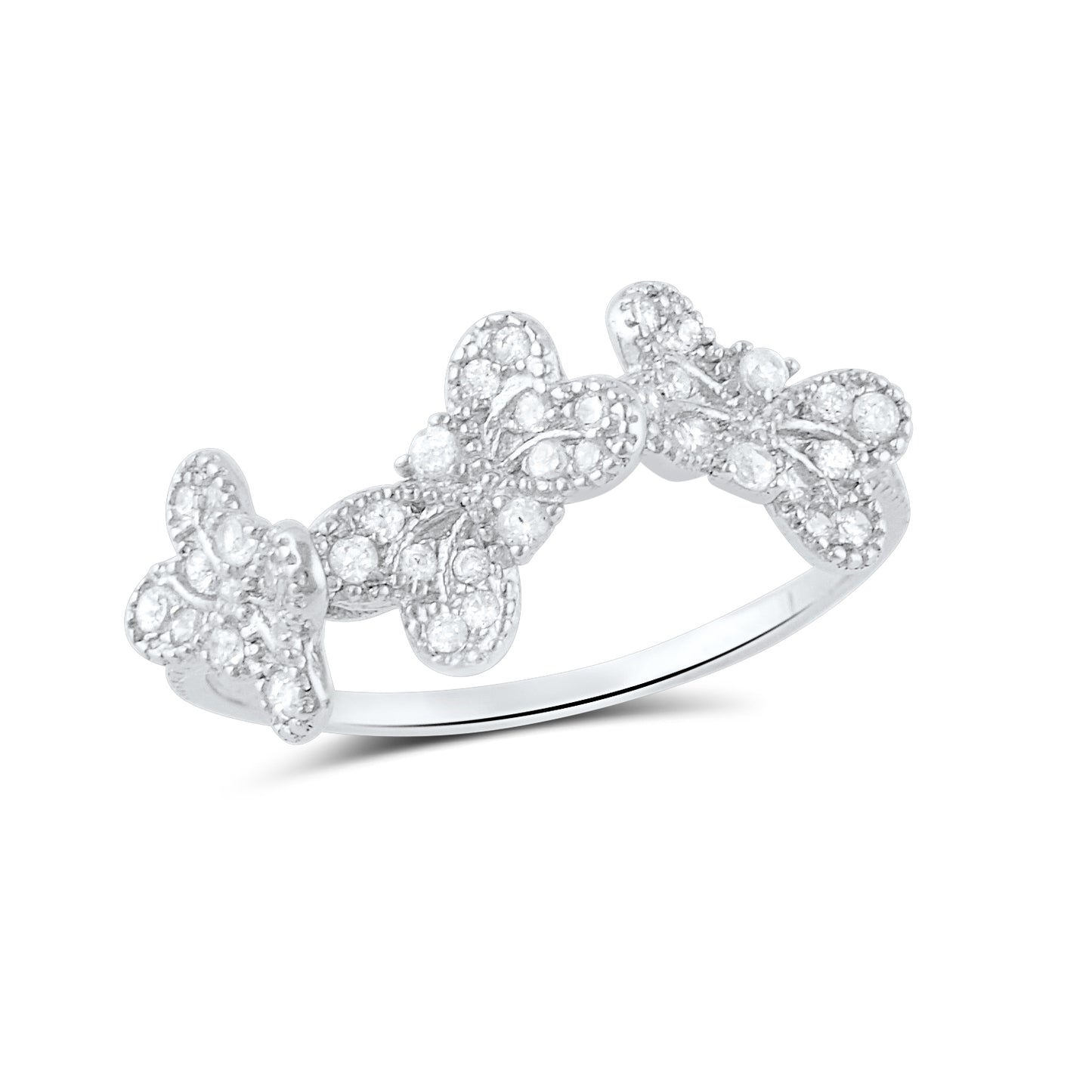 Sterling Silver CZ Stackable Butterflies Ring | SilverCloseOut