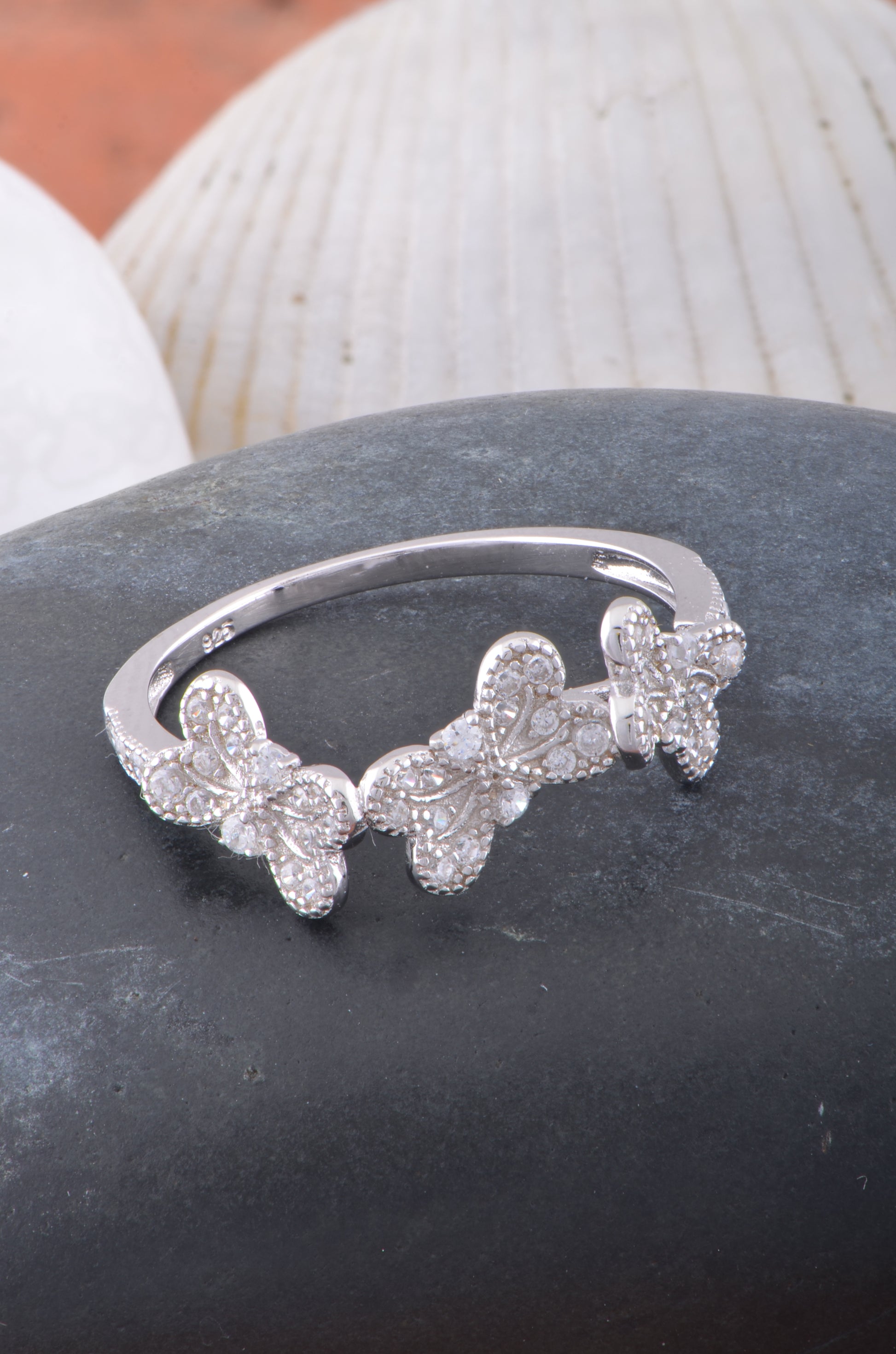 Sterling Silver CZ Stackable Butterflies Ring | SilverCloseOut